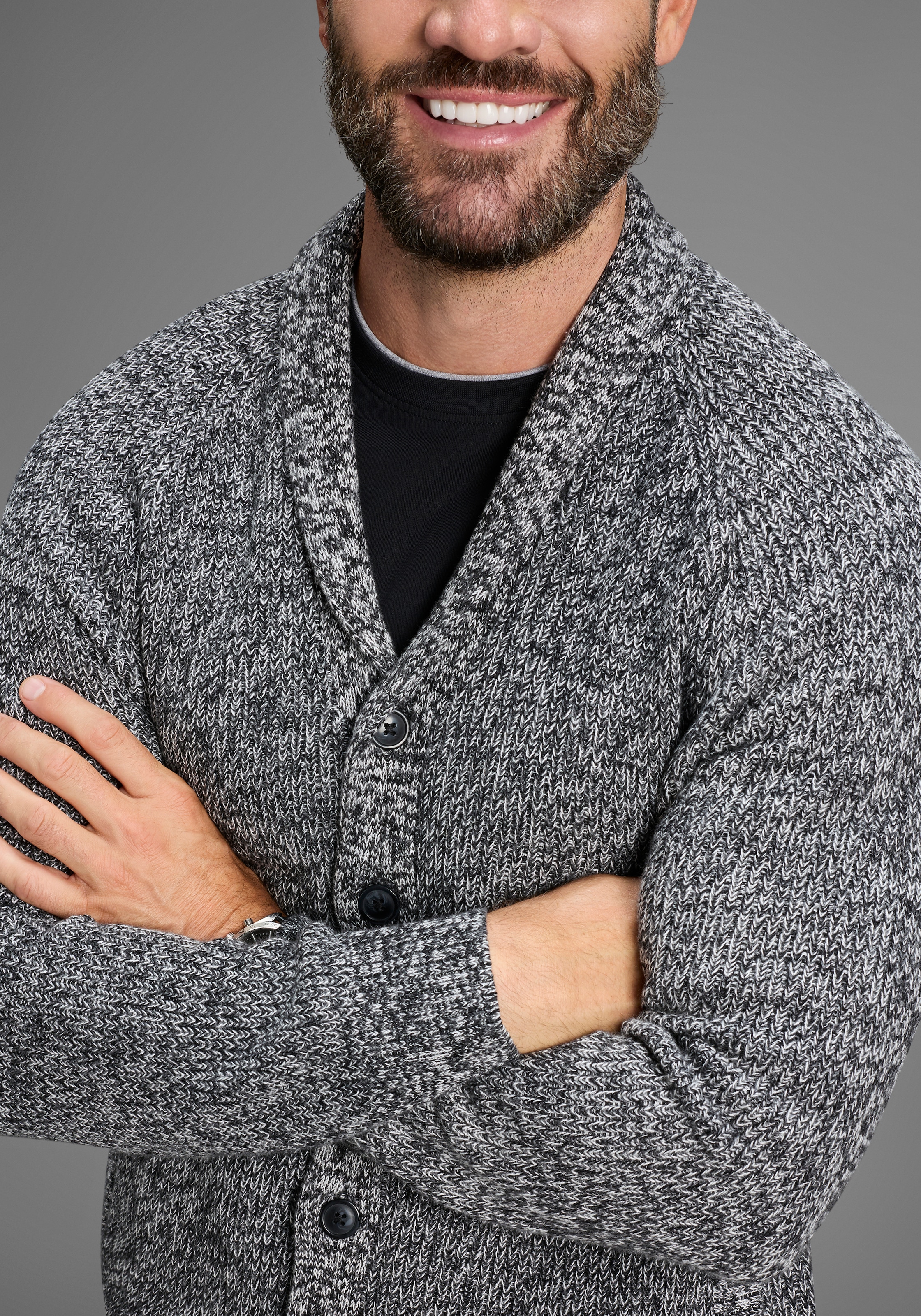 Man's World Veste en tricot »Neue Kollektion! Mit Knopfleiste und Taschen« melierte Optik ,weicher Griff, Perfekt für die kältere Jahreszeit