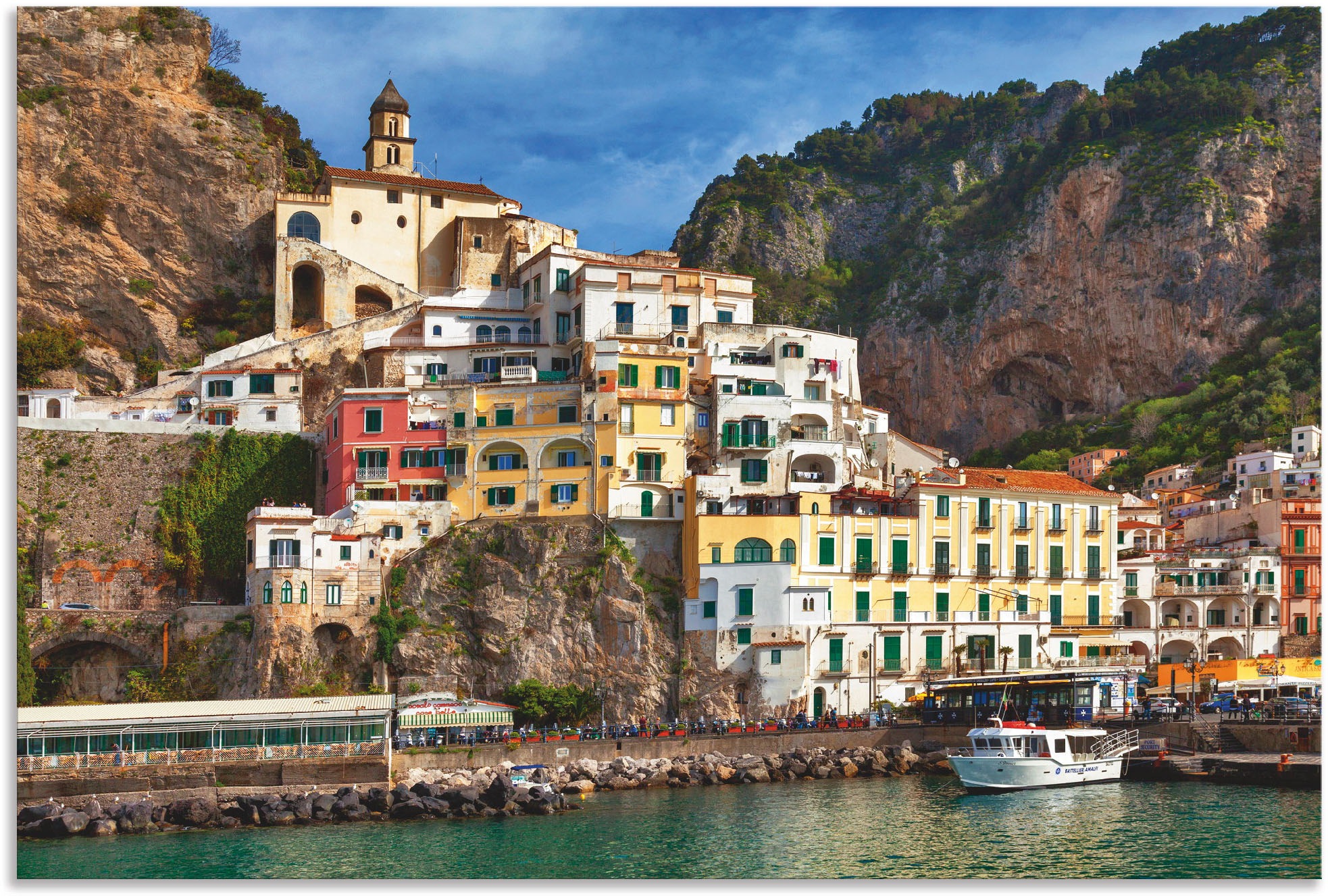Image of Artland Alu-Dibond-Druck "Hafen von Amalfi an der Amalfiküste" Italien 1 Stk. tlg. für Innen- und Aussenbereich geeignet, Outdoorbild