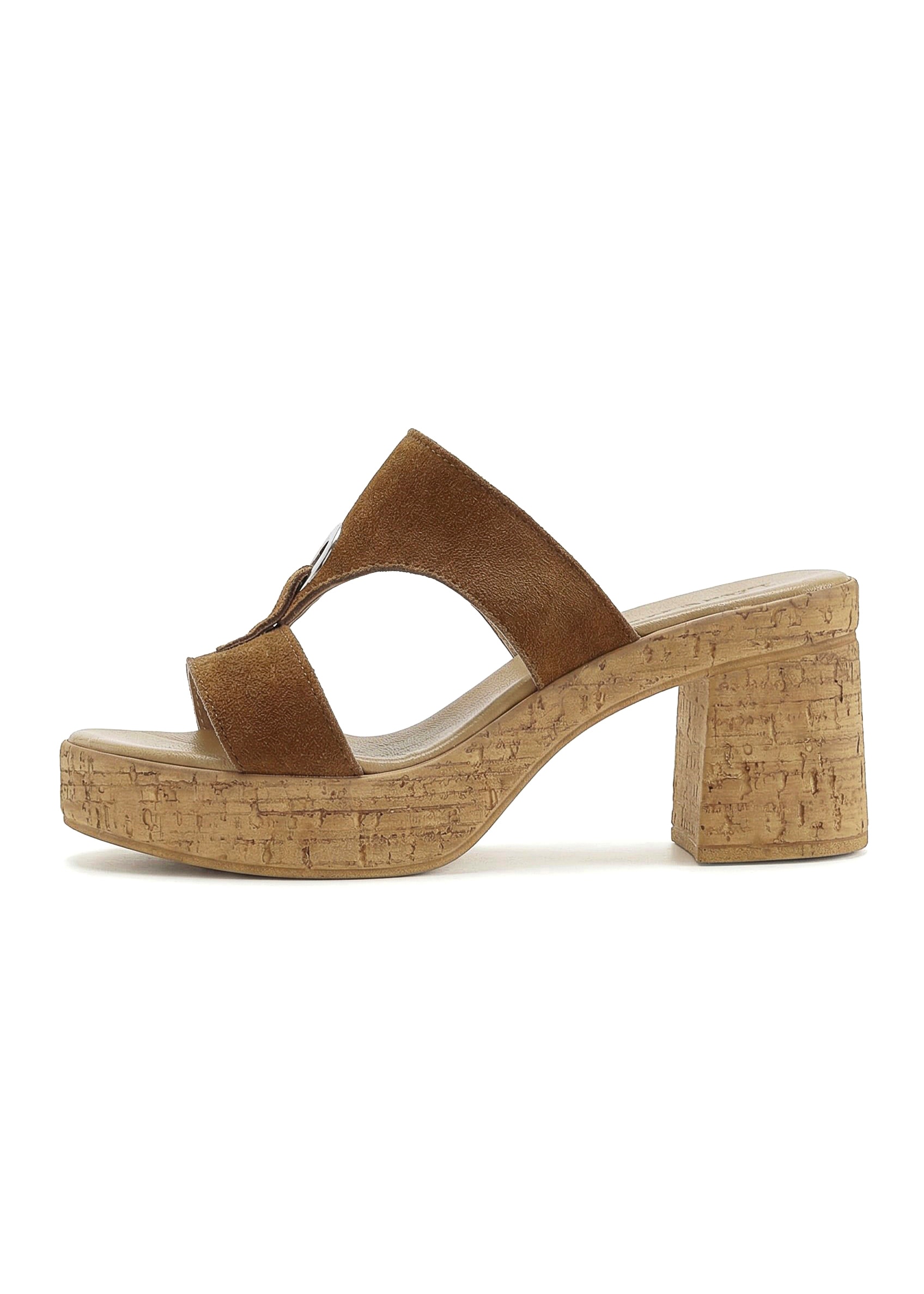 LASCANA Pantolette »Sandale, Mule, offener Schuh, Sommerschuh,«  en cuir avec talon bloc aspect liège