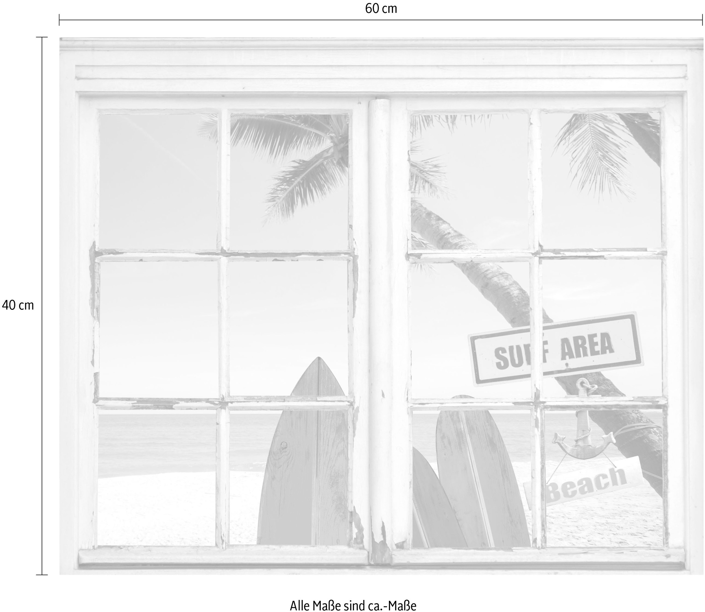 queence Wandsticker »Surf Area Beach« Wandsticker, Wandbild, selbstklebend, Surfer