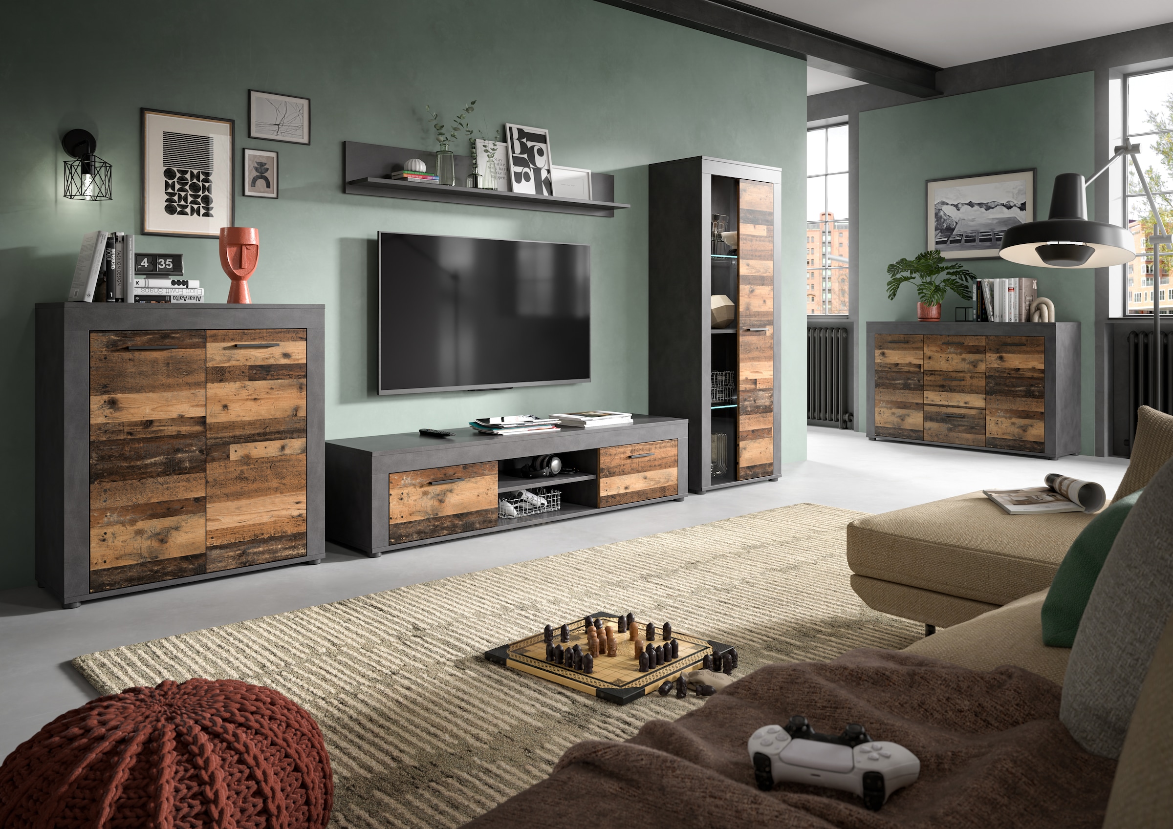 INOSIGN Highboard »Aosta, Höhe 88 cm, in verschiedenen Farbausführungen«, mit 2 Türen und 3 Fächern, Wohnzimmer, Kommode, Schrank