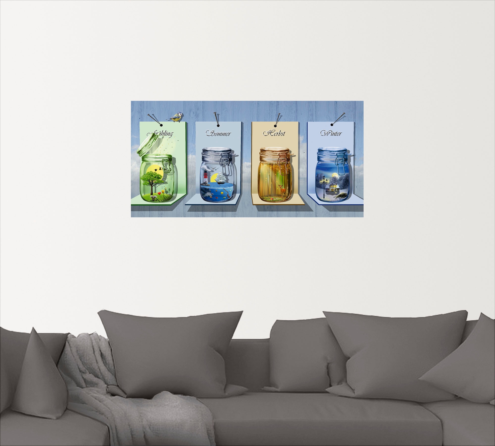 Artland Wandbild »Jahreszeiten in Gläsern«, Vier Jahreszeiten, (1 St.), als Leinwandbild, Poster, Wandaufkleber in verschied. Grössen