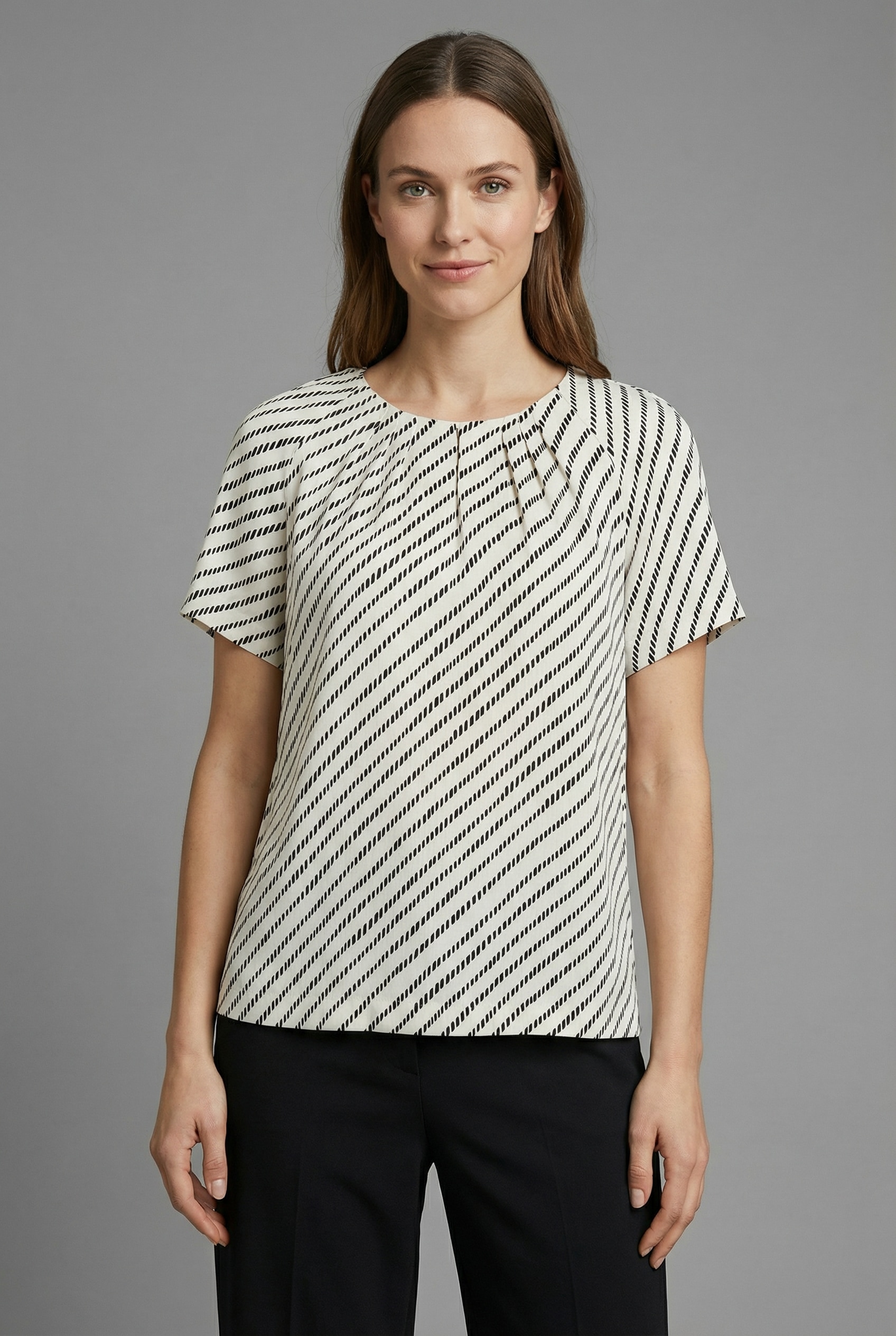 Comma Chemisier à chemise mit Streifen Muster