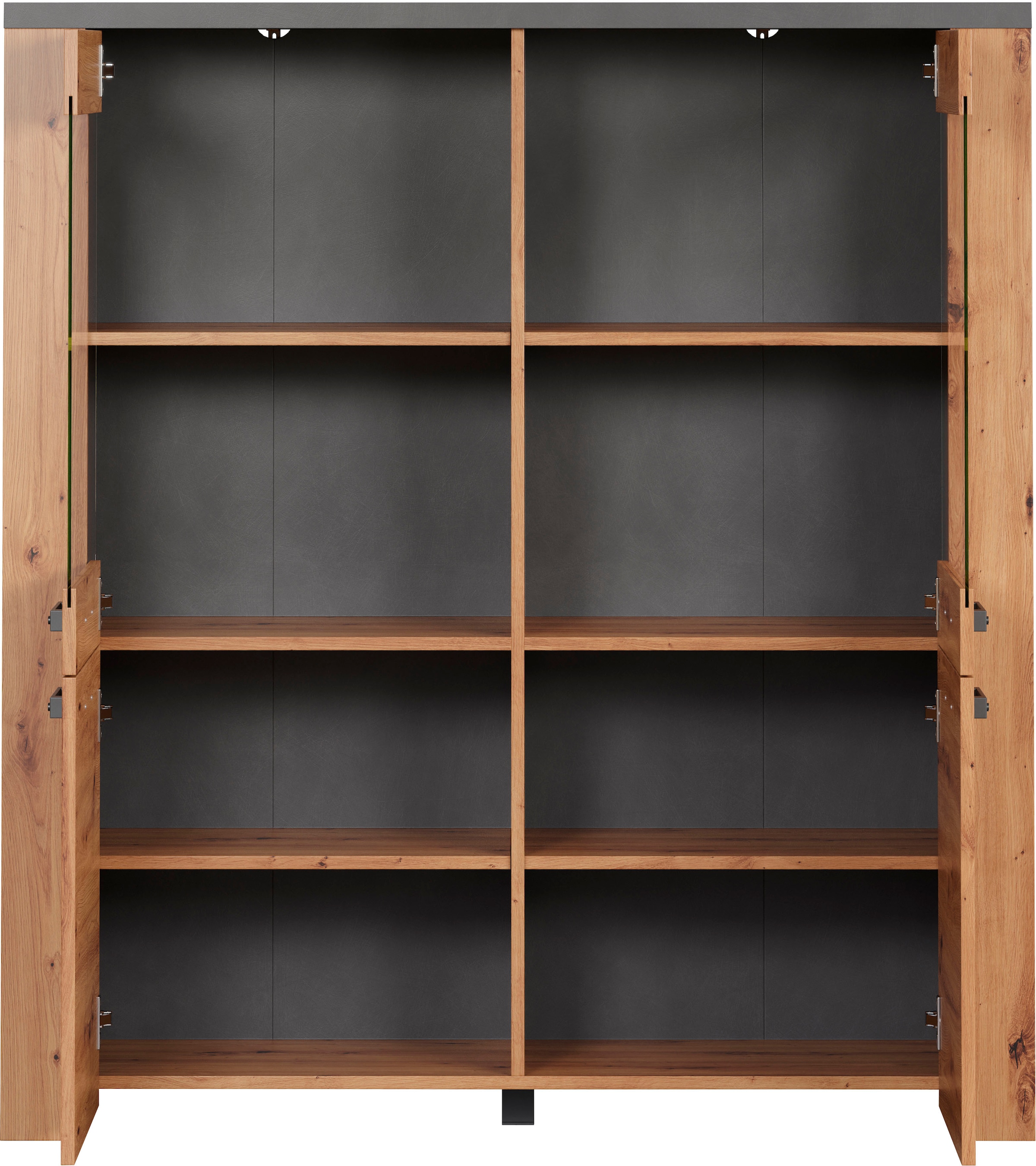 Home affaire Highboard »Ambres«, (1 St.), Vitrine, Echtholzoptik, ca. Masse BxH: 127x139 cm