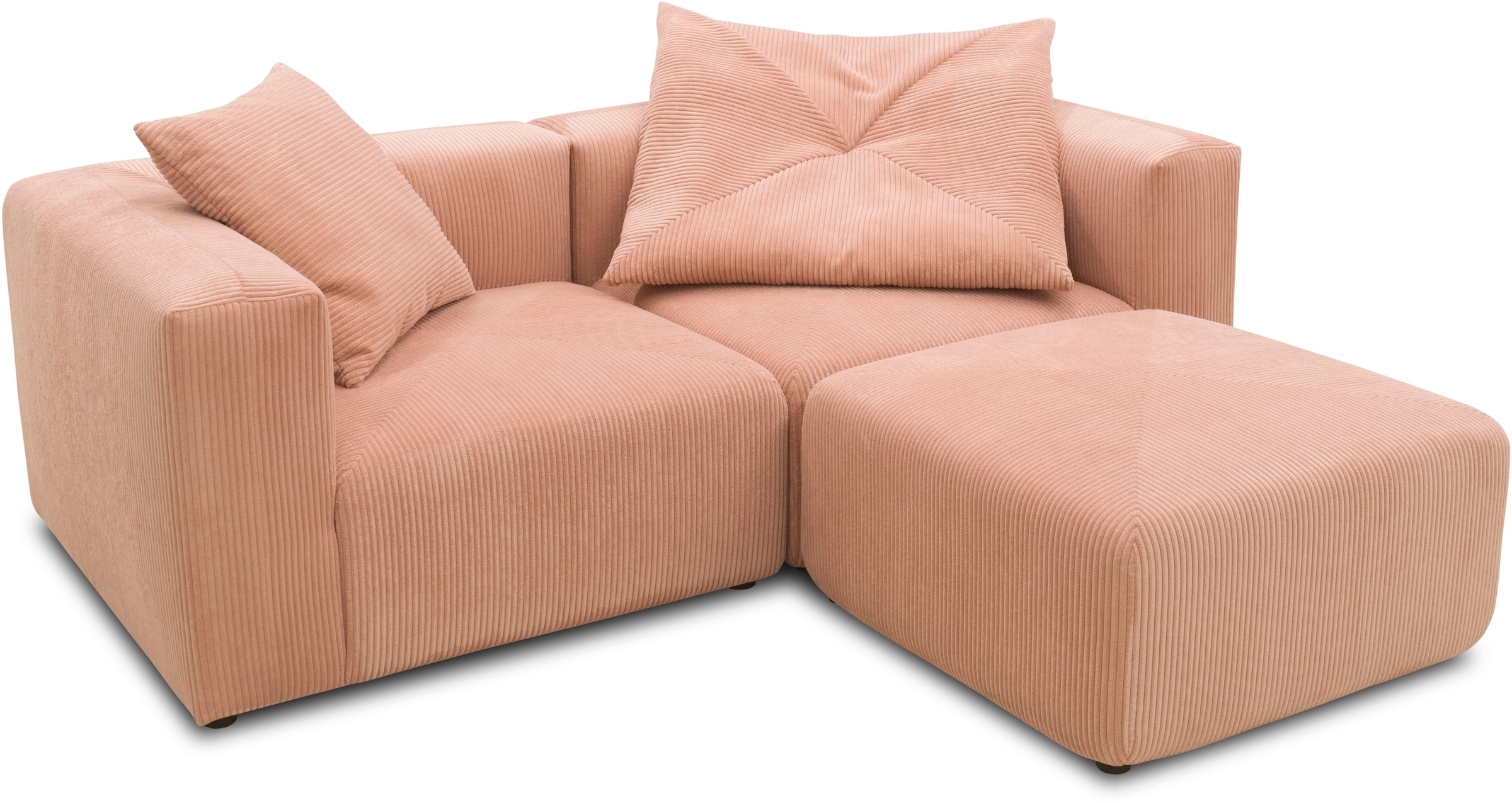 RAUM.ID Ecksofa »Gerrid L-Form«, Cord, Modulsofa, bestehend aus 2 Eckelementen + 1 Hocker