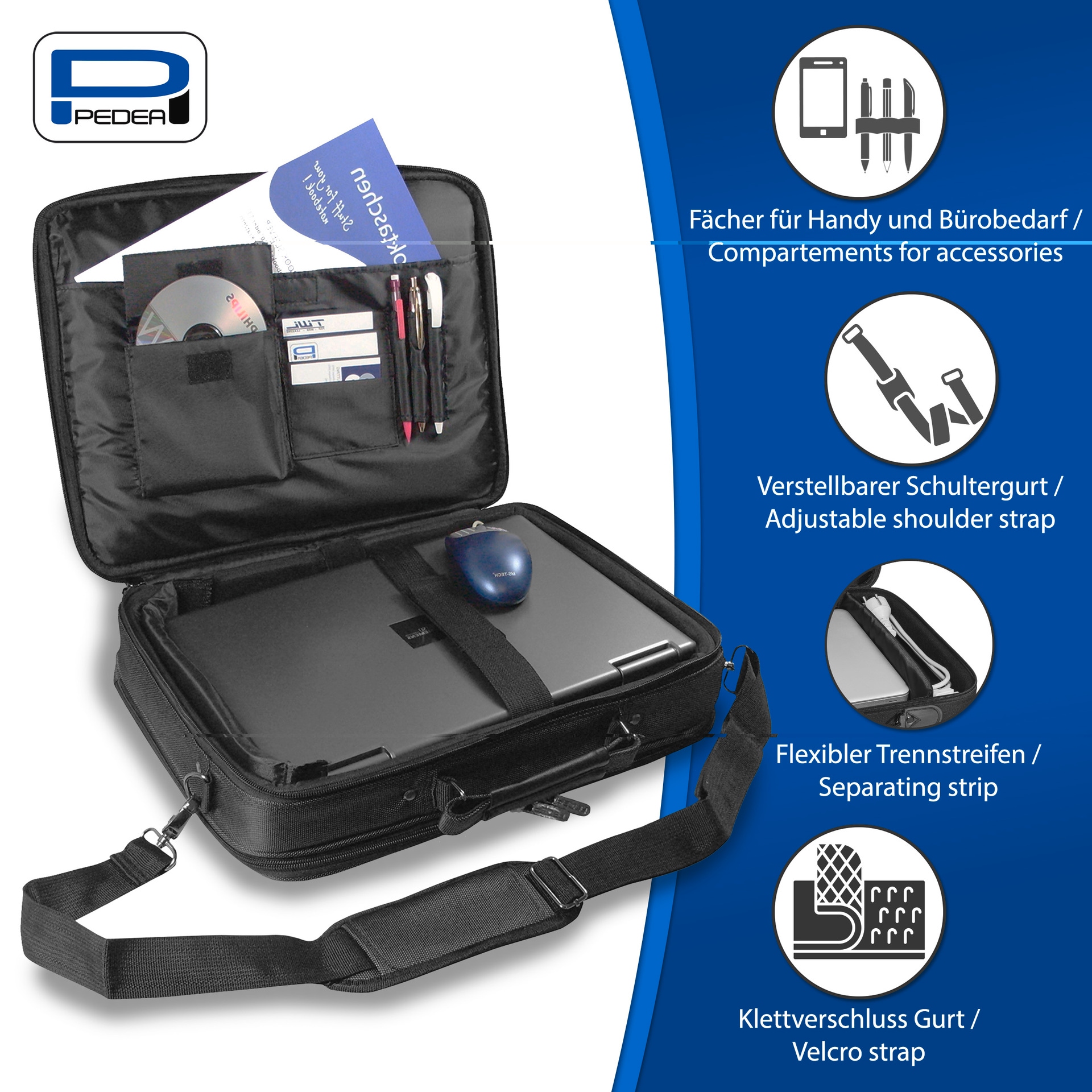 PEDEA Laptoptasche »Premium 15,6 (39,6cm)«, wasserabweisend, gepolstert, stabiler Schutzrahmen