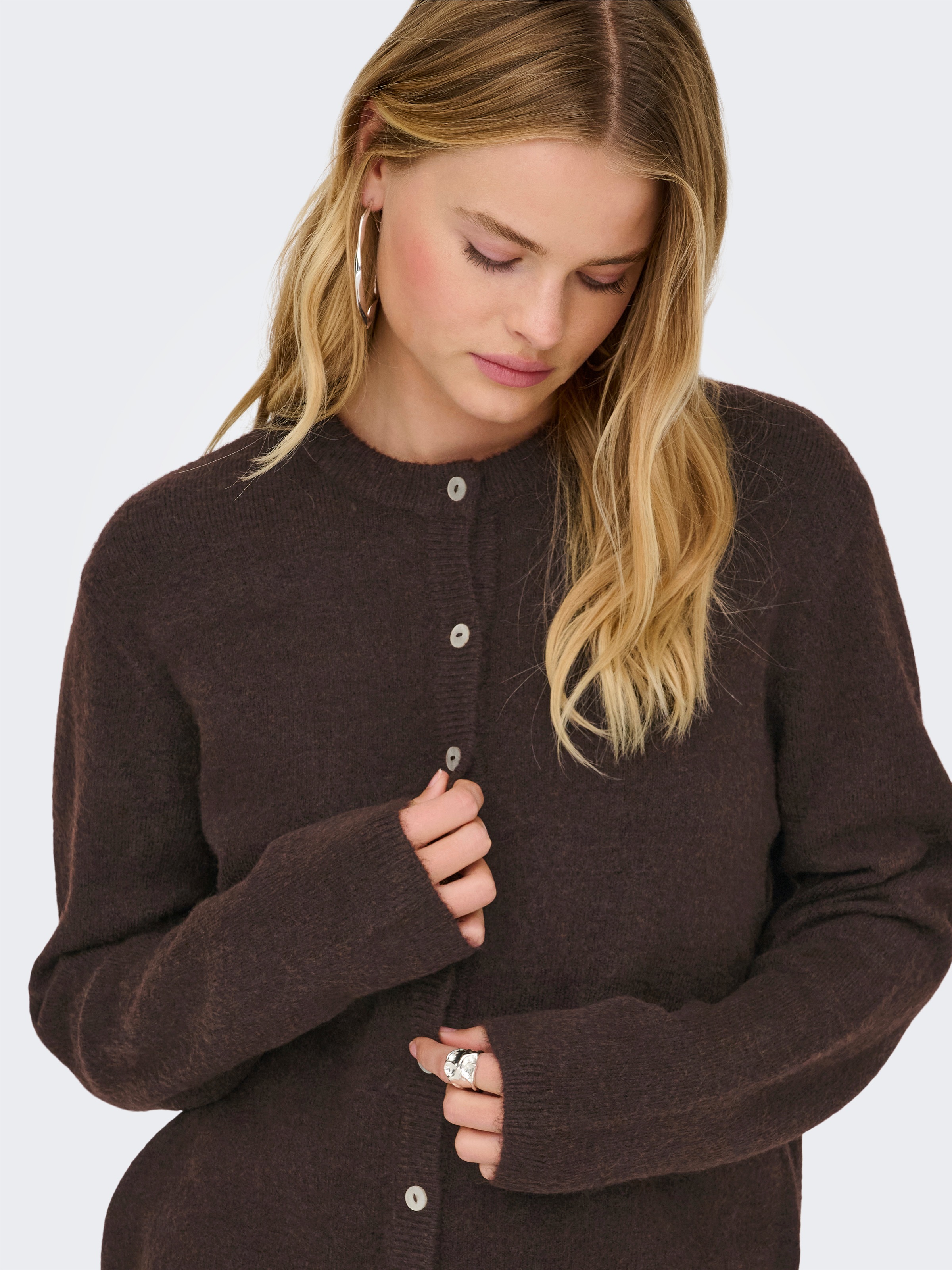 ONLY Strickjacke »ONLSIMONI L/S O-NECK CARDIGAN KNT NOOS« Materialmix, relaxed fit