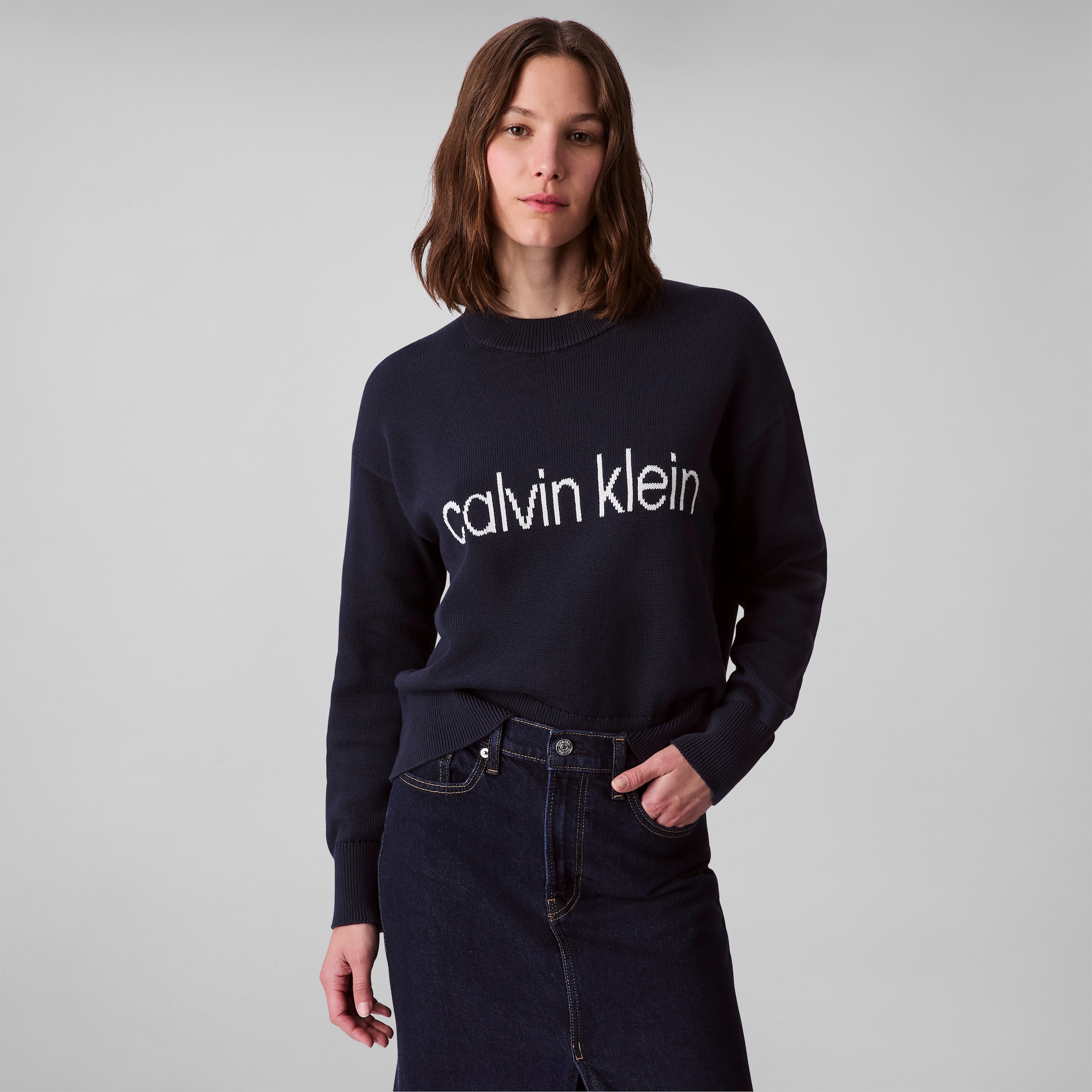 Image of Calvin Klein Jeans Strickpullover "Cotton Graphic Pullover" Mit Rundhalsausschnitt