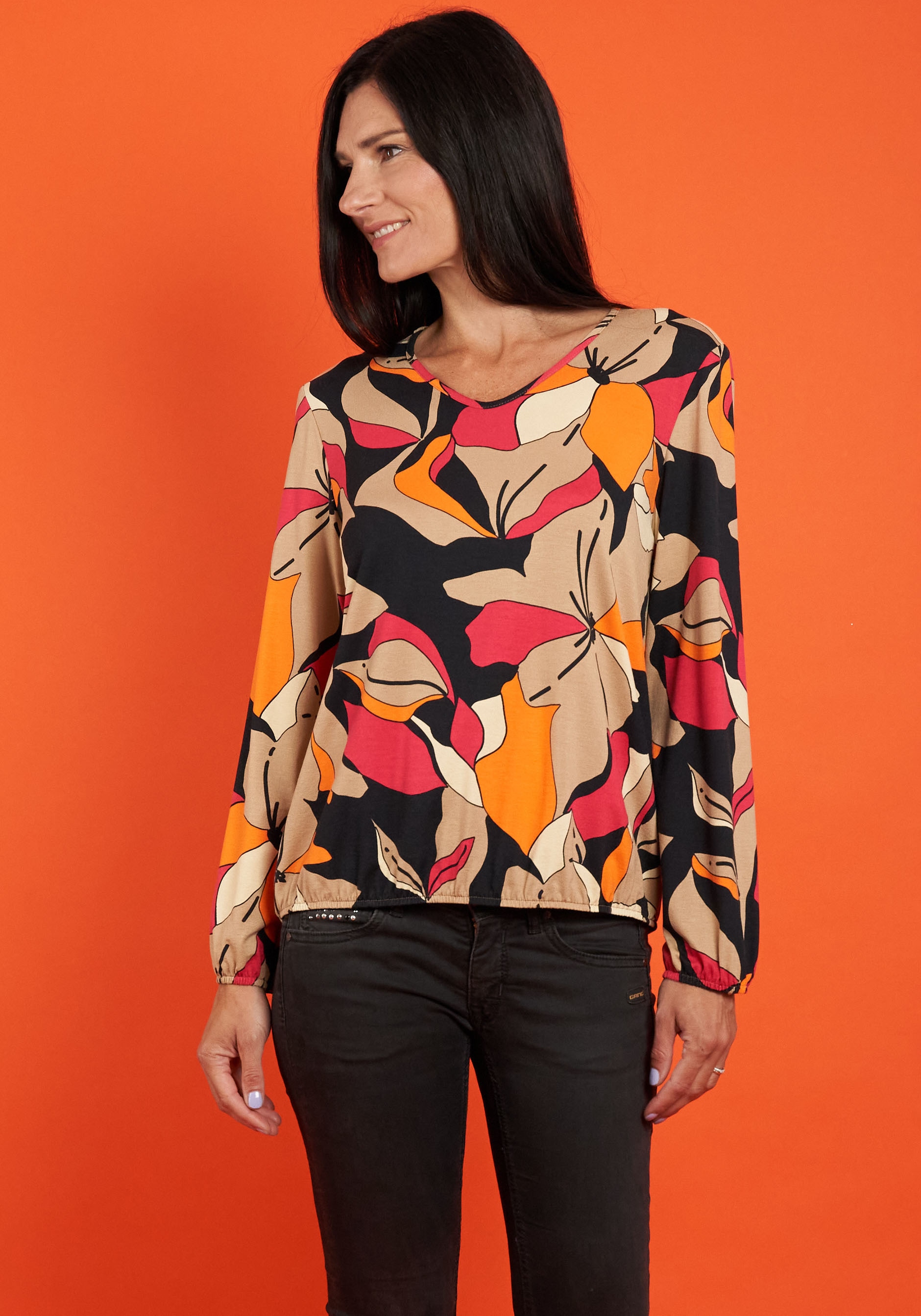 Langarmshirt, mit All-Over Print