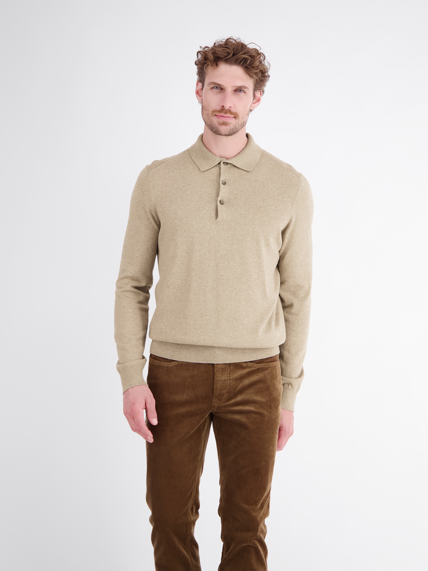 Image of LERROS Langarm-Poloshirt "Langarm Polo aus Baumwollstrick mit flexiblen Rippbündchen"