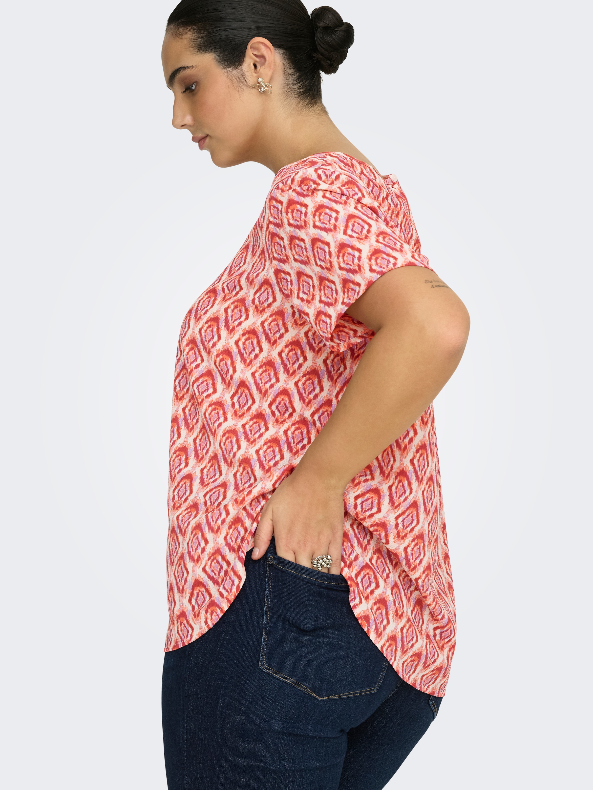 ONLY CARMAKOMA Shirtbluse »CARVICA SS TOP WVN NOOS« Materialmix, regular fit