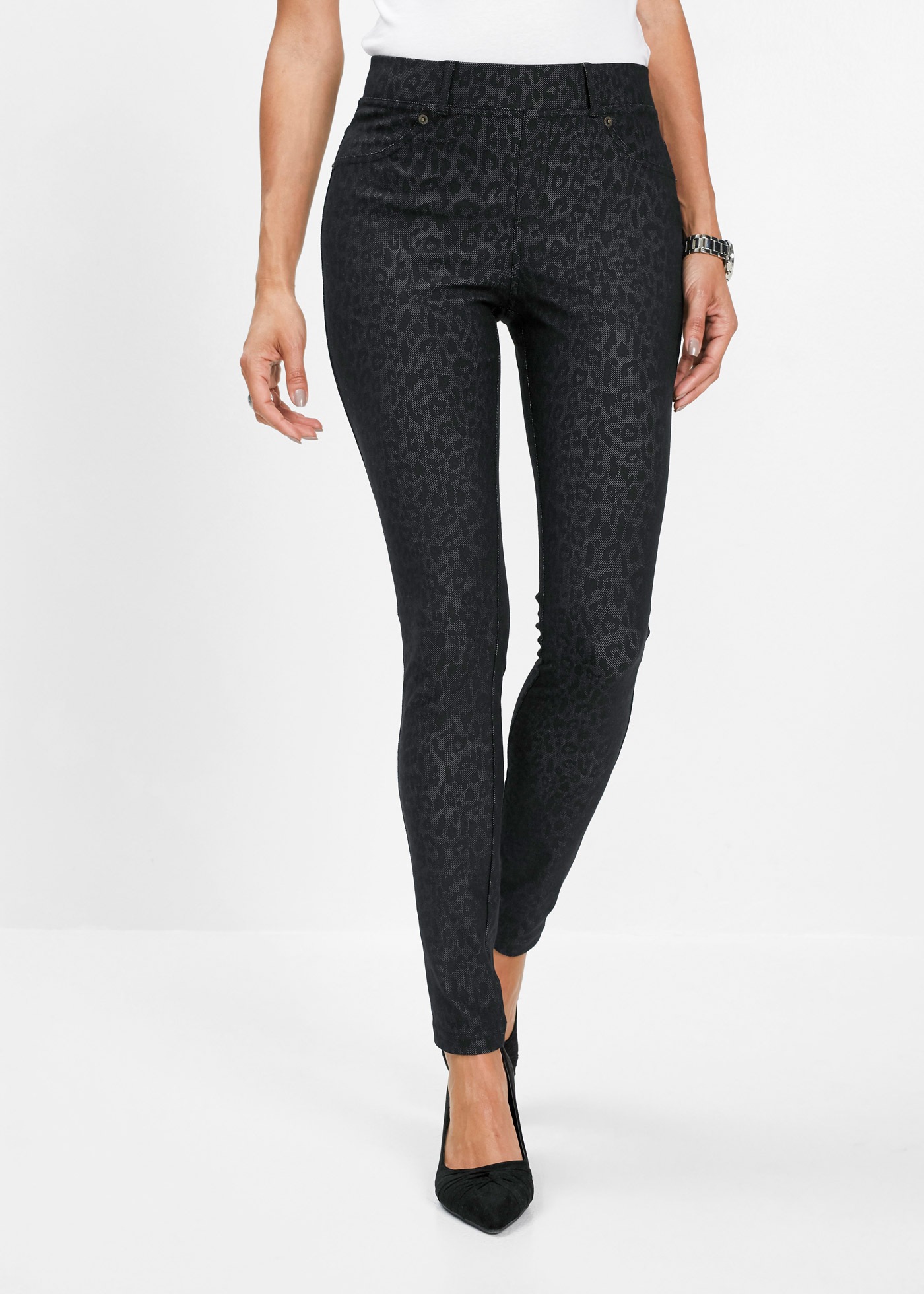 Image of bonprix Jeansjeggings "Jeggings mit Leo-Druck" Skinny Fit, aus Baumwolle, Polyester und Elasthan, mit Leo-Druck