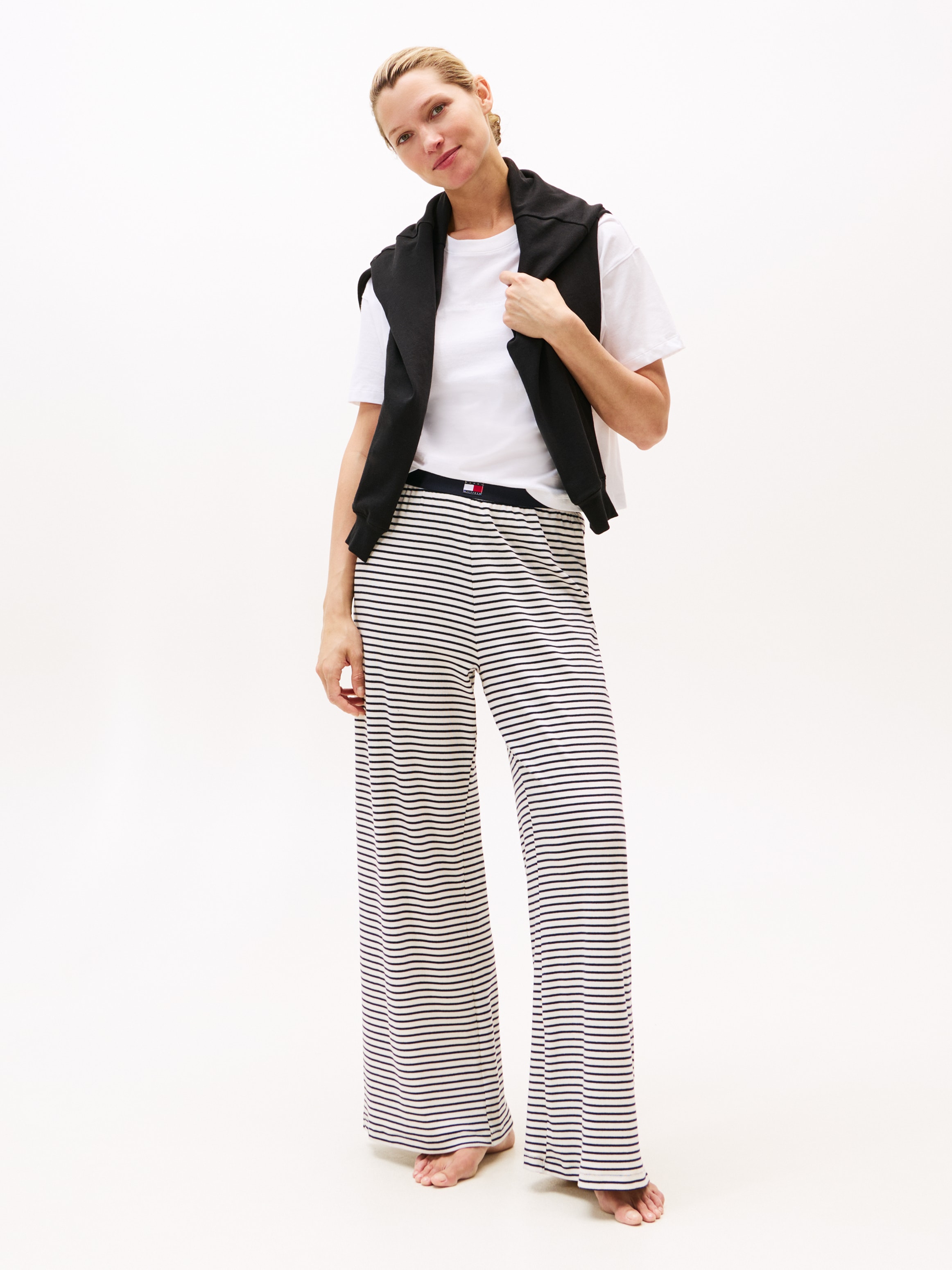 Tommy Hilfiger Underwear Homewearhose »PRINT RIB PANTS«, elastischer Bund, geringelt, weites Bein, Rippware
