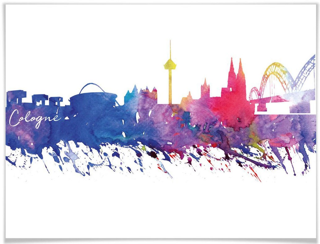 Image of Wall-Art Poster »Graffiti bunt Köln Aquarell Skyline«, Graffiti, (1 St.), Poster, Wandbild, Bild, Wandposter bei Ackermann Versand Schweiz