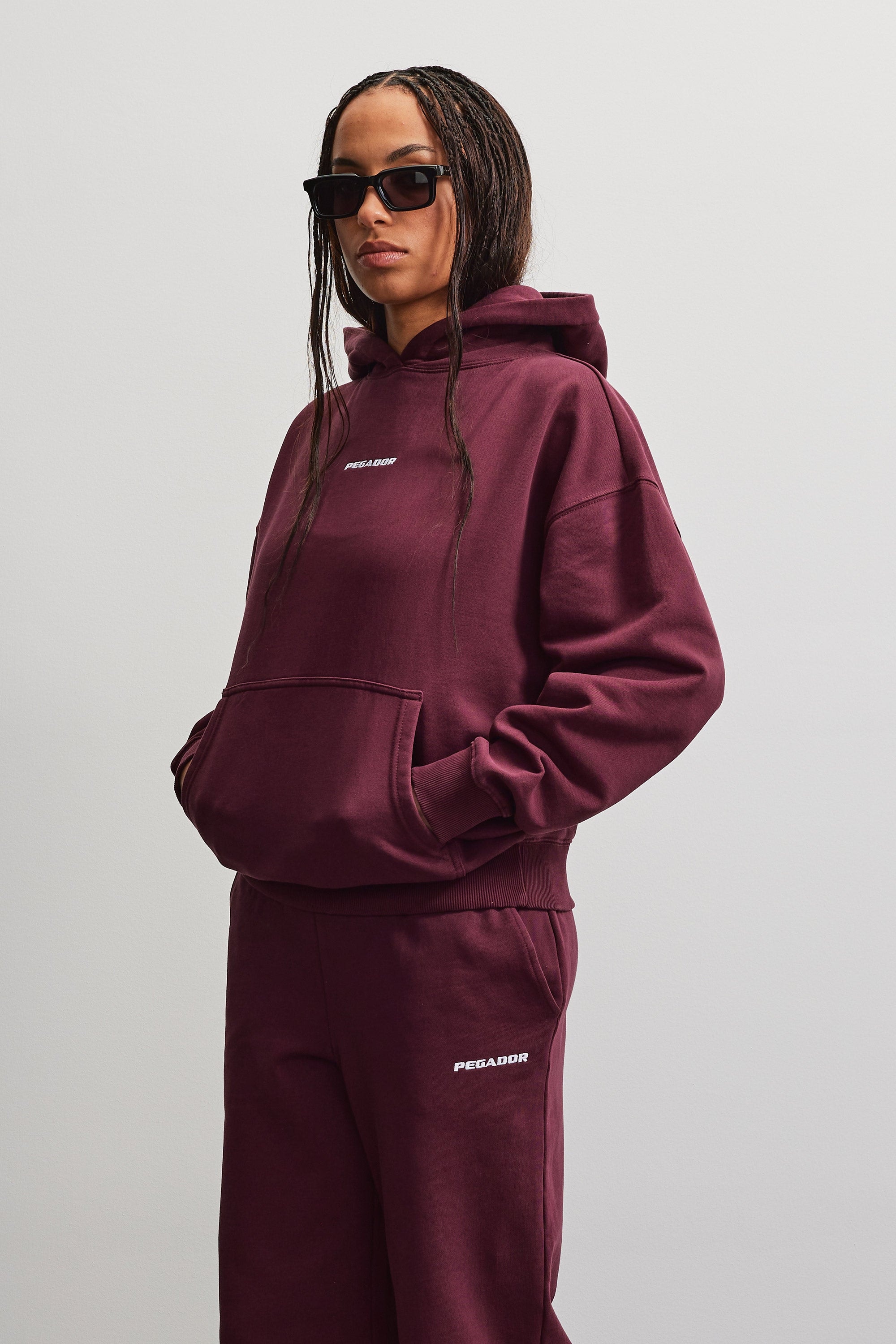 PEGADOR Sweat à capuche »CLARITA LOGO OVERSIZED HOODIE«, mélange de coton, oversize

