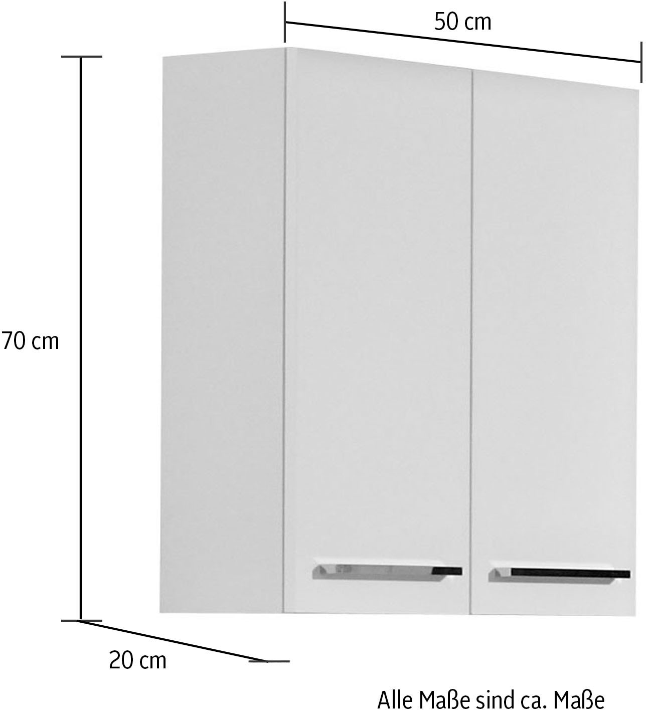 Saphir Hängeschrank »Quickset 335 Badschrank 50 cm breit mit 2 Türen und 2 Einlegeböden« Badezimmer-Hängeschrank inkl. Griffe in Chrom Glanz