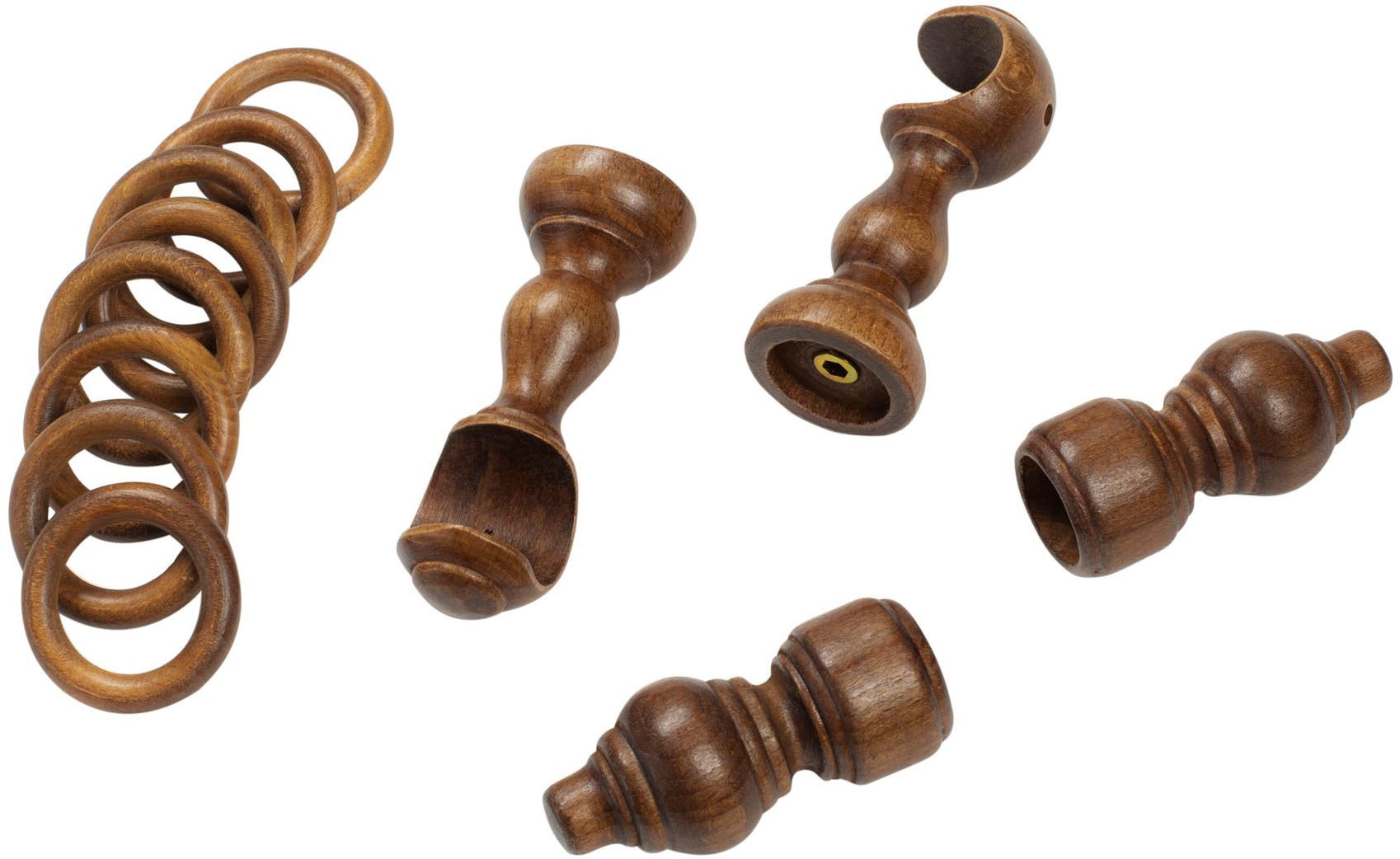 SN DECO GROUP Gardinenstange »Filigrano«, 1 läufig-läufig, Fixmass, 28 mm, Holz, verschiedene Längen und Farben, Komplettset