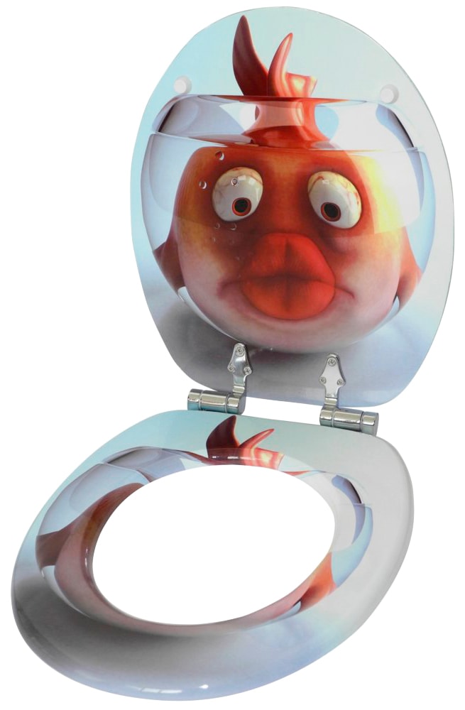 Sanilo Set d'accessoires de salle de bain »Goldfisch« bestehend aus WC-Sitz, Badteppich, Stöpsel, Seifenspender, WC-Bürste