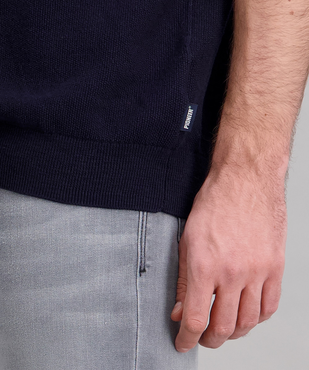 Pioneer Authentic Jeans Polo »Polo Strick mit zipper« Avec bord-côte