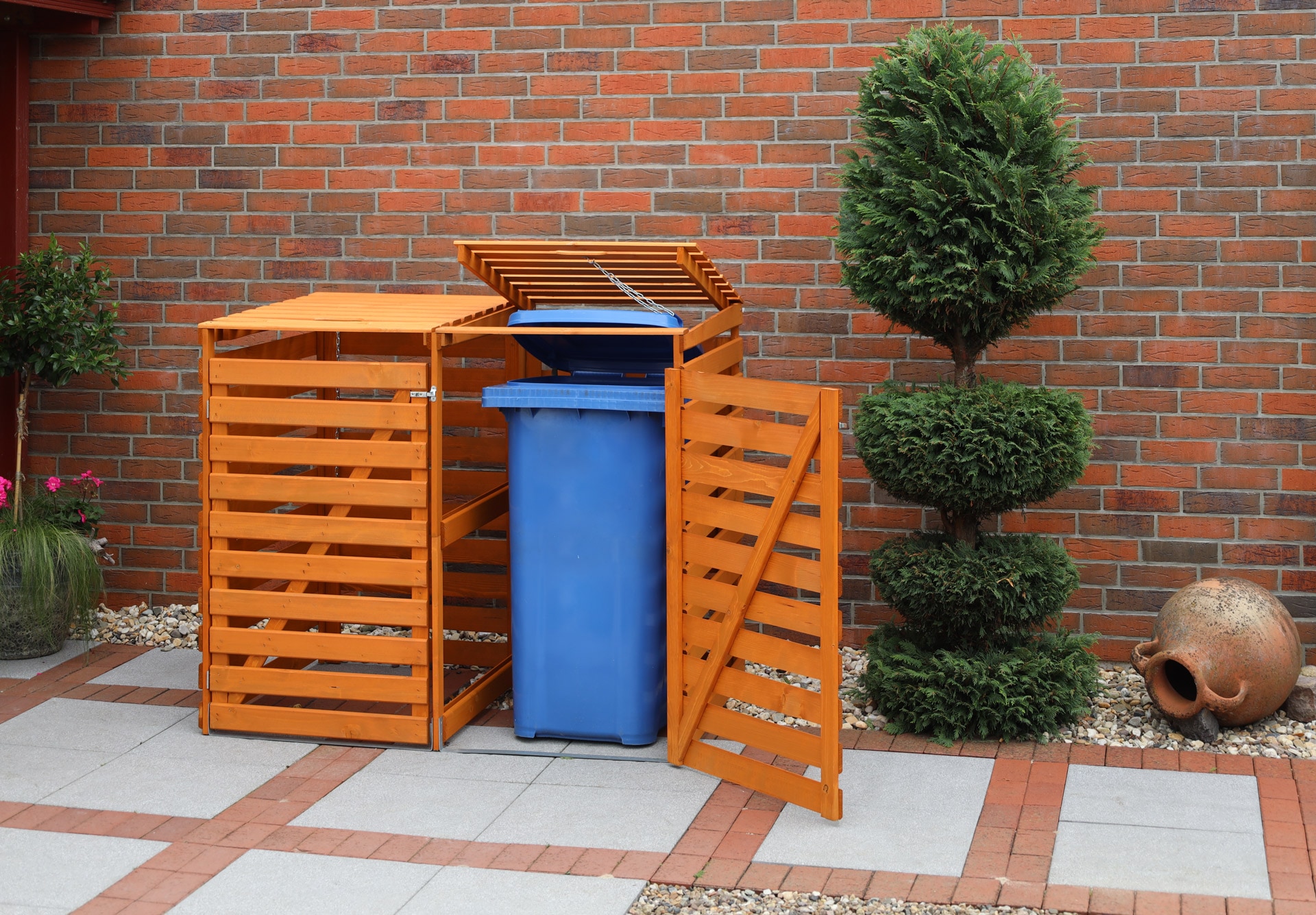 promadino Coffre à poubelles »Vario V« pour 2 x 240 l, brun