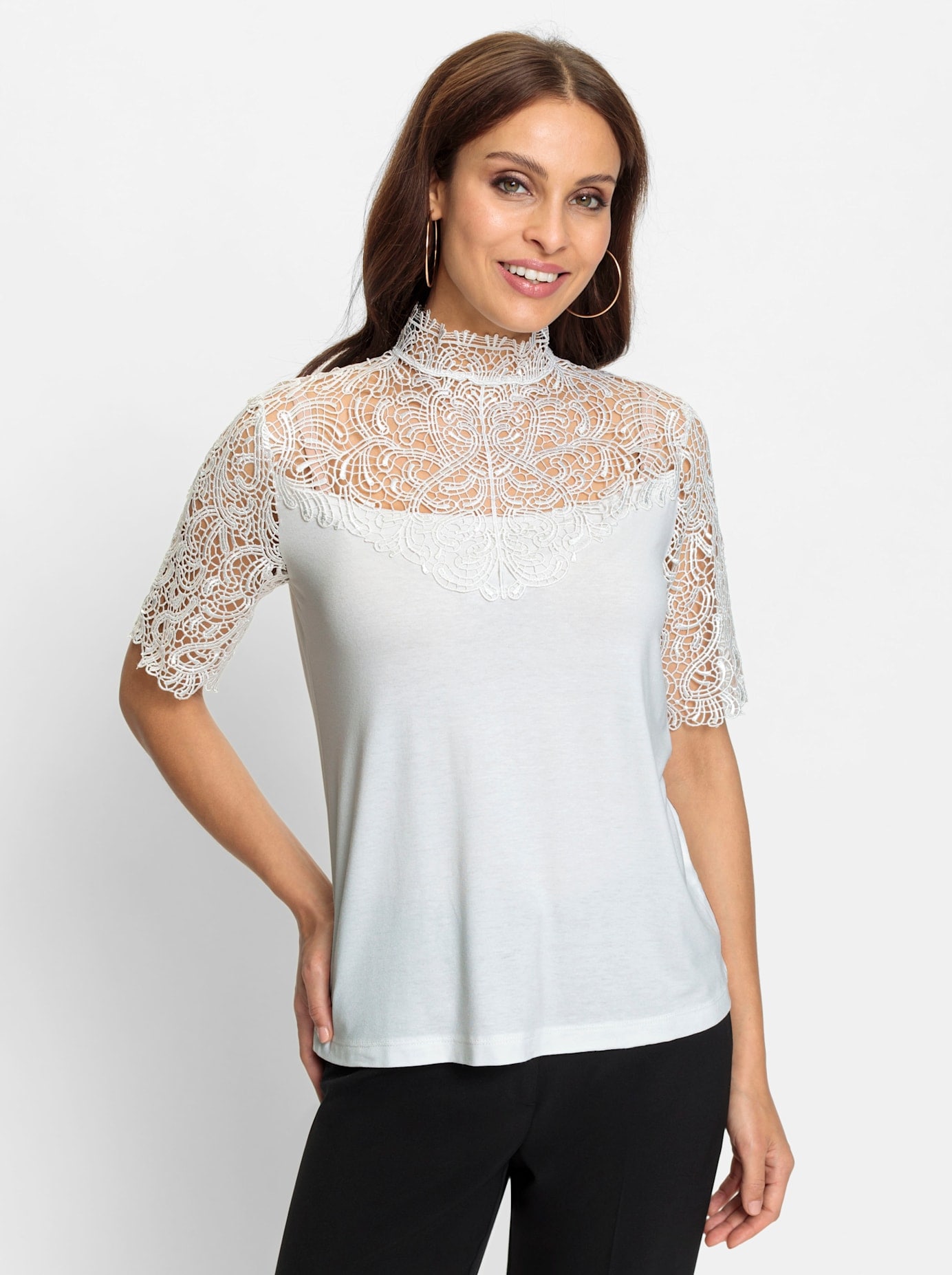 Lady Spitzenshirt »Spitzen-Shirt«, (1 tlg.)