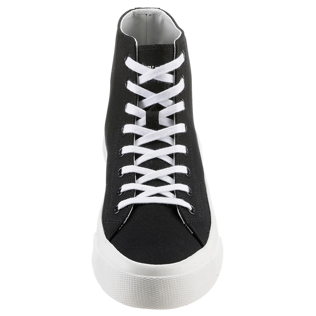 Tommy Jeans Sneaker »TOMMY JEANS MID CANVAS COLOR«, mit Used-Laufsohle mit Bio-Material-Anteil, Freizeitschuh, Halbschuh