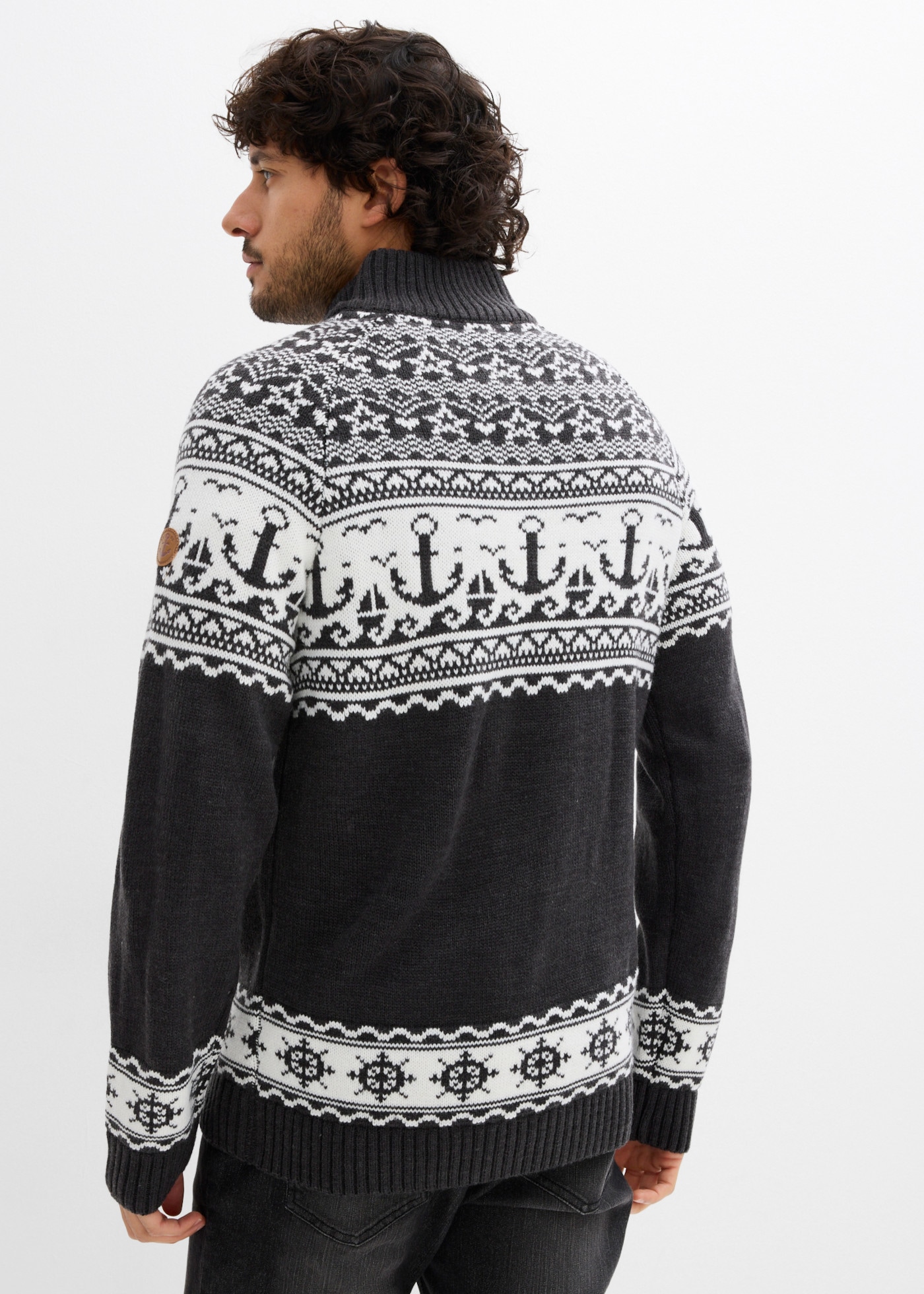 bonprix Norwegerpullover mit Troyerkragen, Regular Fit, aus Polyacryl