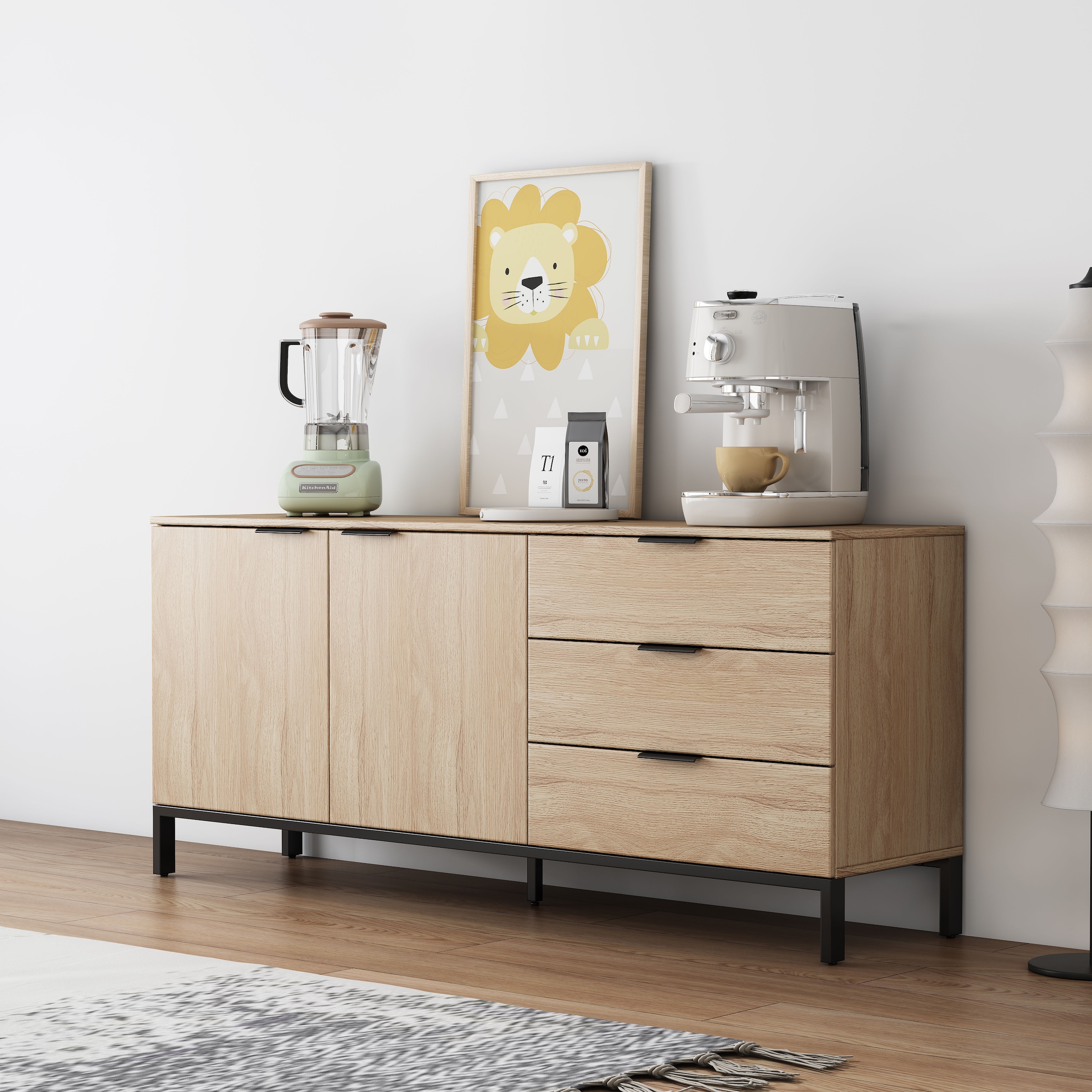GOODproduct Sideboard »Jorinde« Melaminoberfläche, flexibler Stauraum und robustes Metallgestell