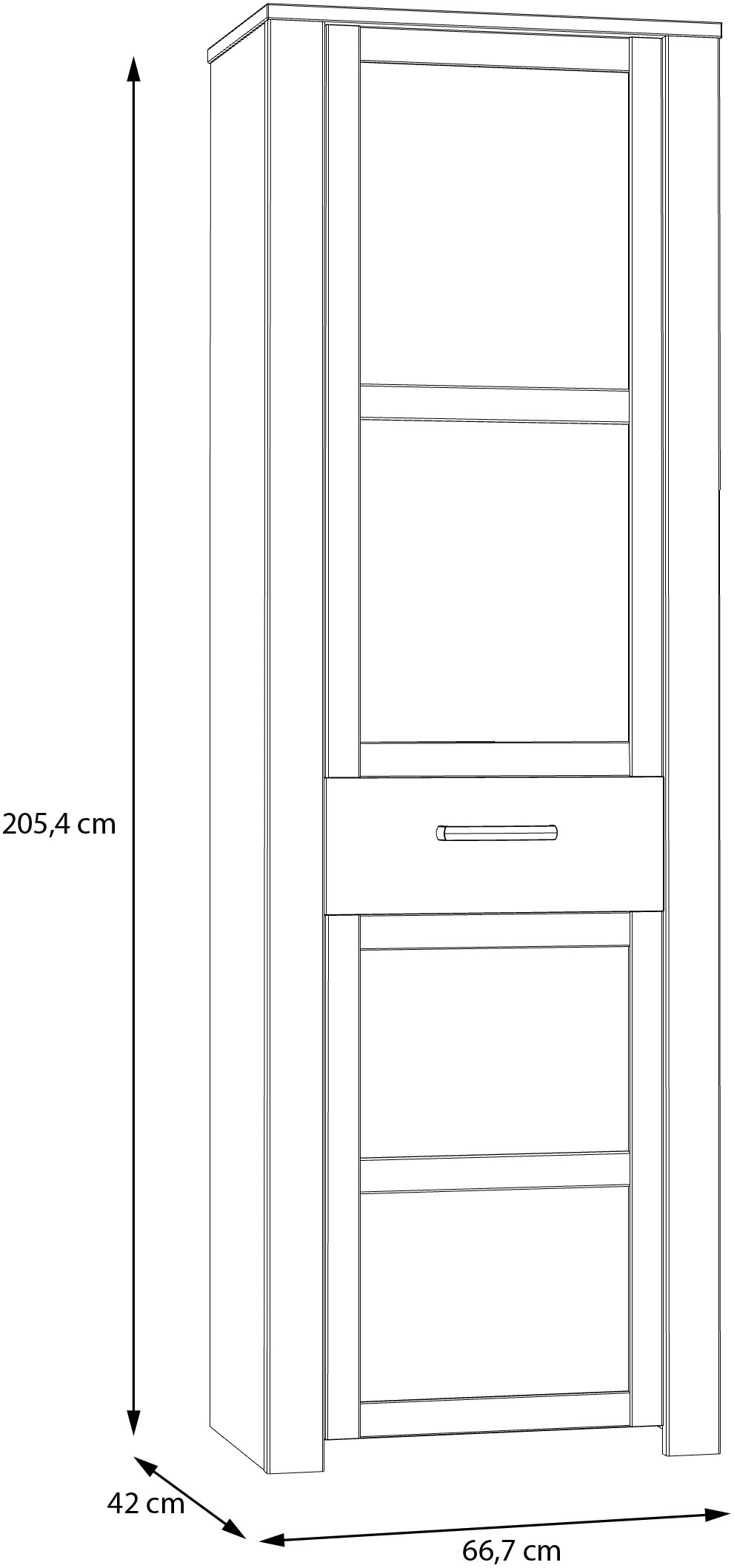 FORTE Armoire vestiaire »Garderobenschrank, Höhe 205,4cm, Soft Close, ausziehbare Kleiderstange« L/H/P 66,7/205,4/42 cm