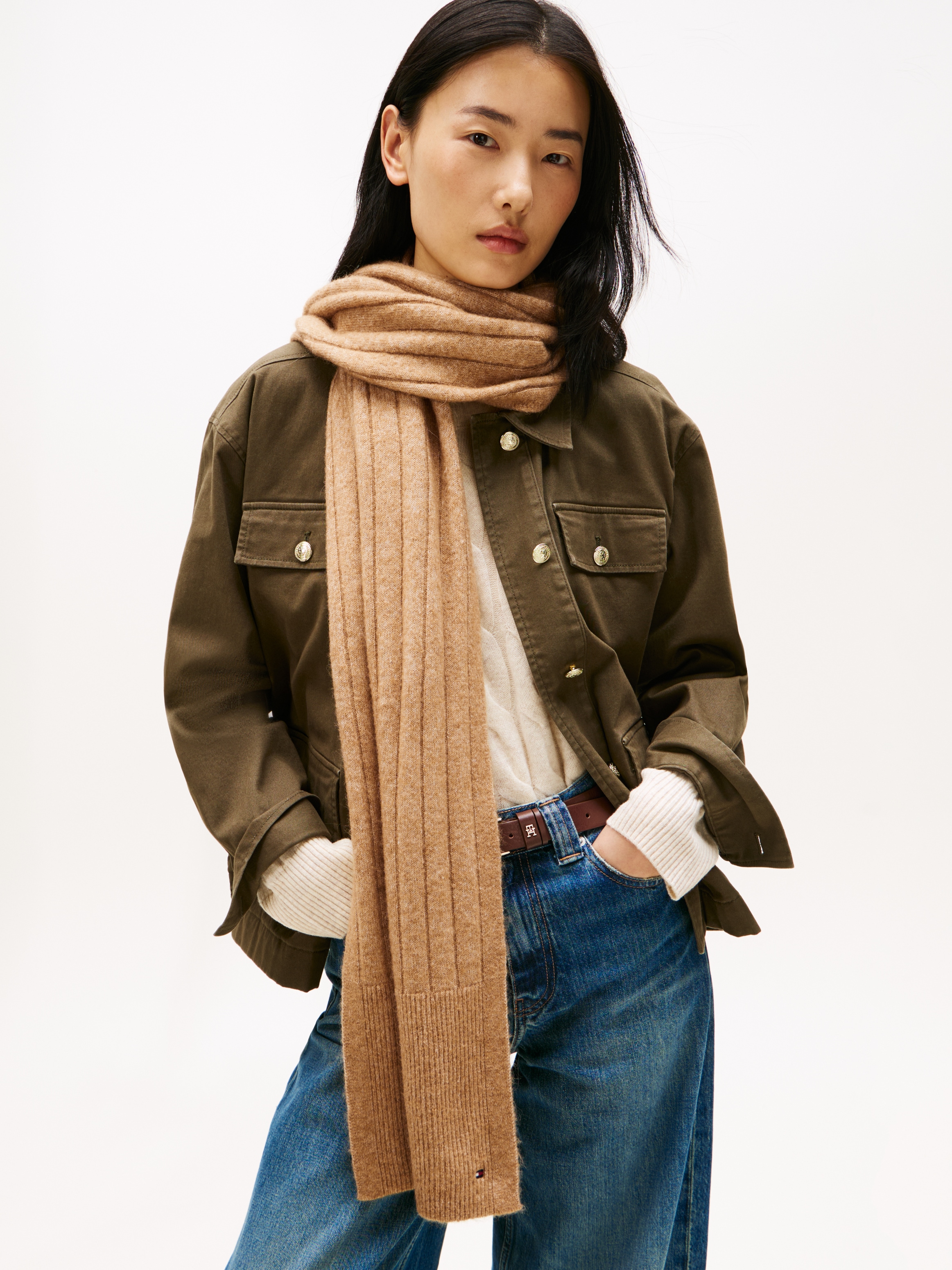 Tommy Hilfiger Schal »TH FLAG FLUFFY« Masse 190X35 cm, mit Wolle