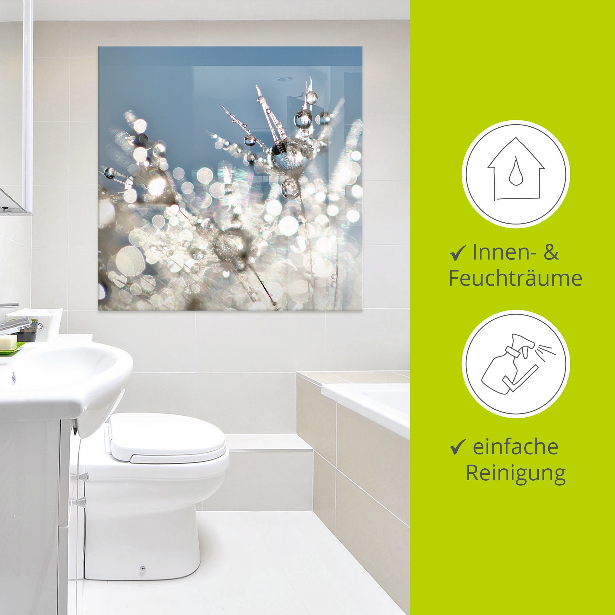 Artland Tableau en verre »Pusteblume Tropfen abstrakt« 1 cuis tlg. in verschiedenen Grössen