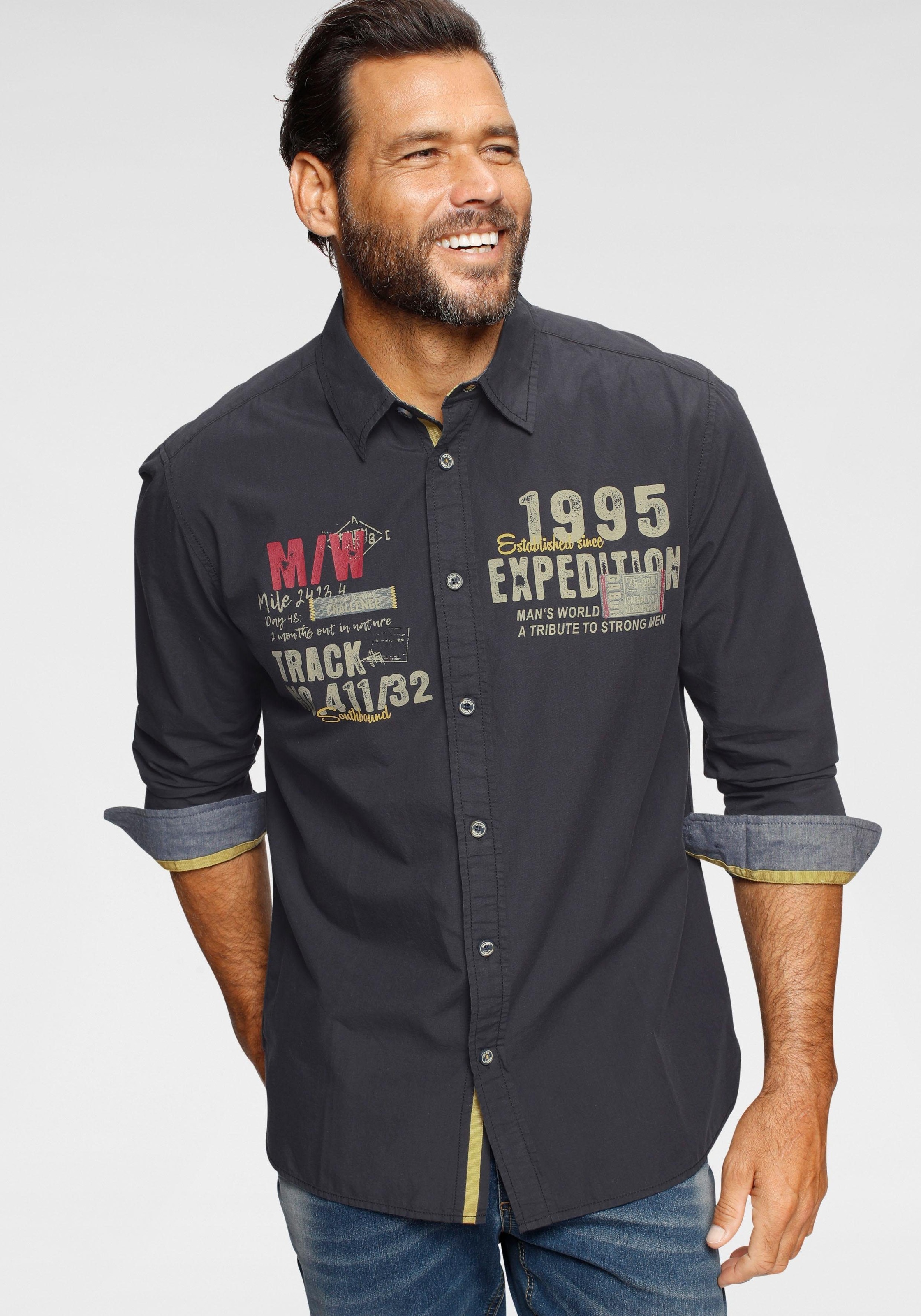 Image of Man's World Langarmhemd, mehrfarbiger Print bei Ackermann Versand Schweiz