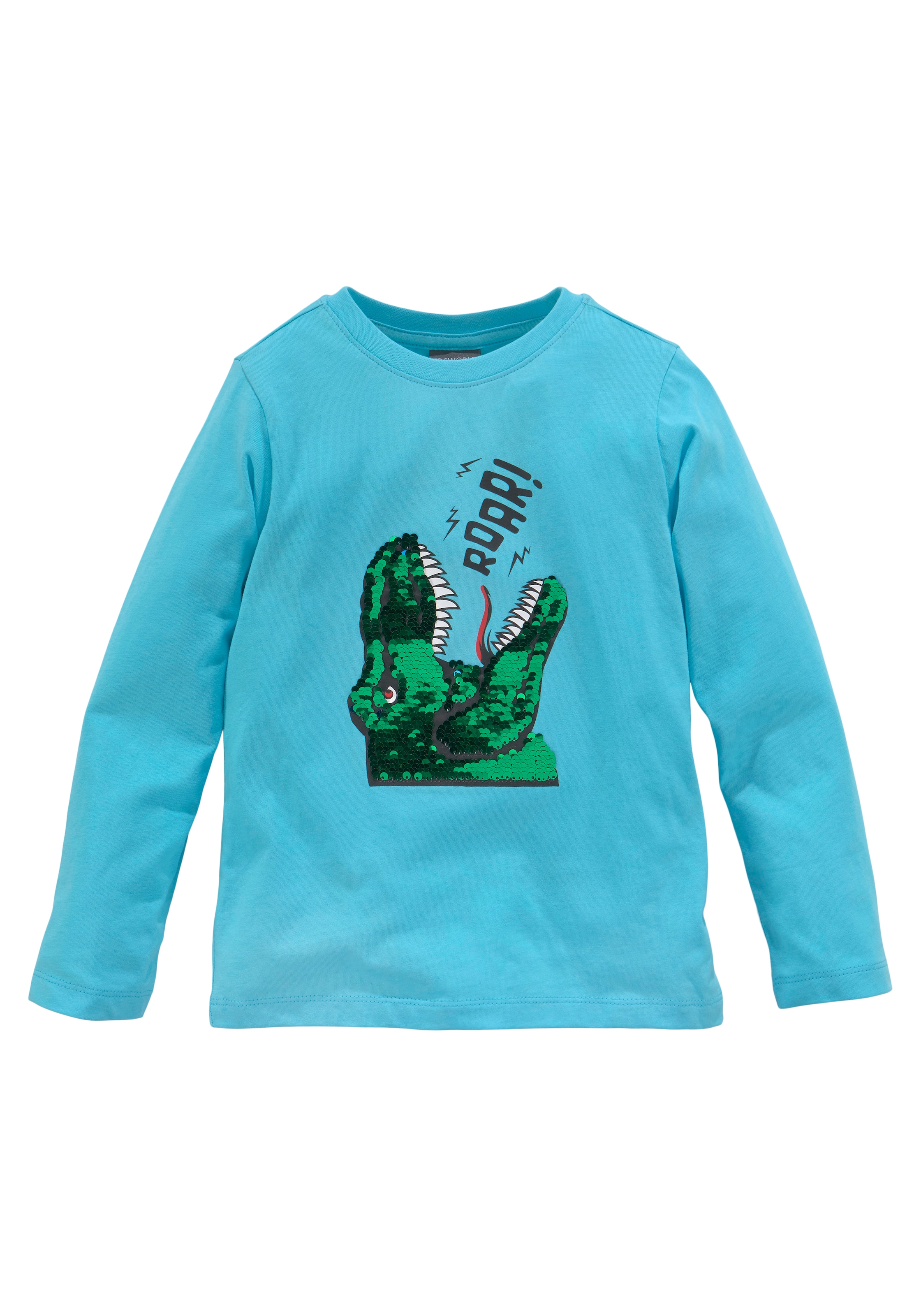 ✌ KIDSWORLD Langarmshirt »mit Dino-Motiv en Wendepailletten« aus ligne Acheter