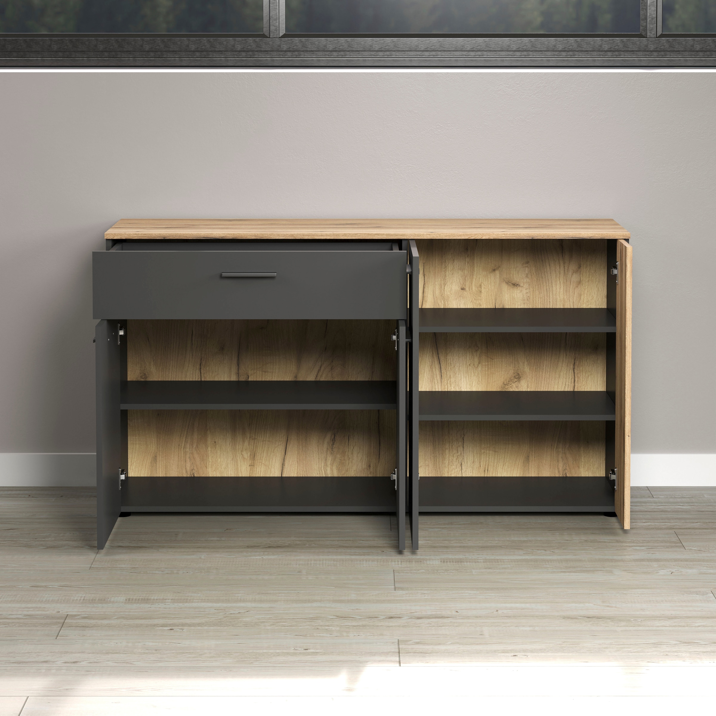 Home affaire Sideboard »Estepona« 1 Stk. tlg. Kommode, Akustikpaneel-Look; Breite 150 cm