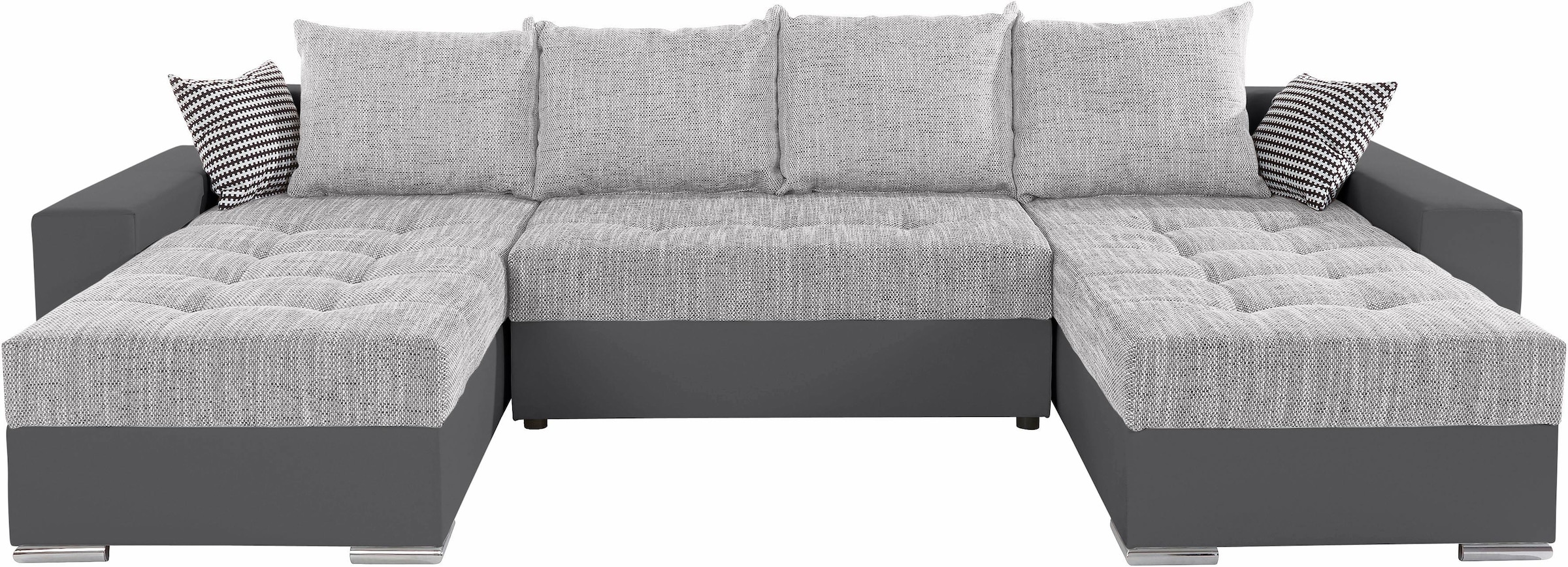 COLLECTION AB Wohnlandschaft »XL-Josy U-Form, Breite 313 cm, Kunstleder-Mix, Microfaser«, inkl. Bettfunktion, Bettkasten, mit 4 gleich grossen Rückenkissen