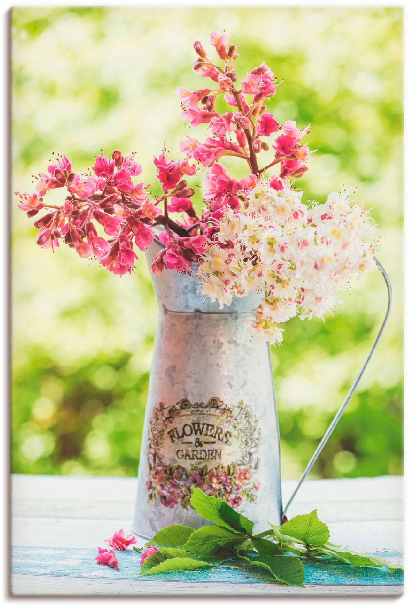 Image of Artland Leinwandbild "Kastanien Blüten in Krug" Blumen 1 Stk. tlg. auf Holzrahmen gespannt