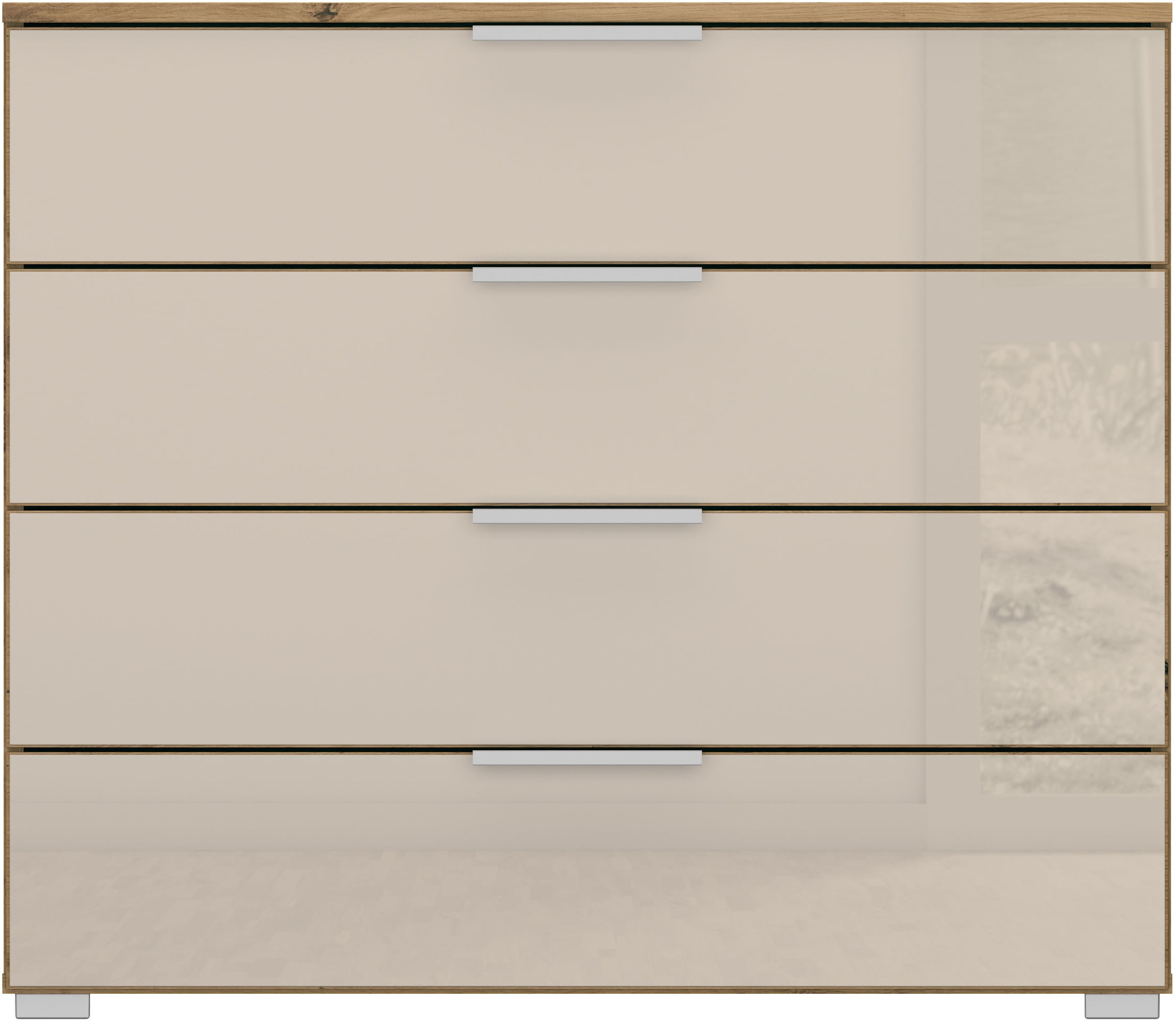 rauch Commode à tiroirs »Kommode Sideboard Schubladenkommode Schlafzimmerkommode KOLUNA« Largeur 80 cm avec façade en verre de qualité,  quatre grands tiroirs spacieux avec beaucoup de rangement MADE IN GERMANY