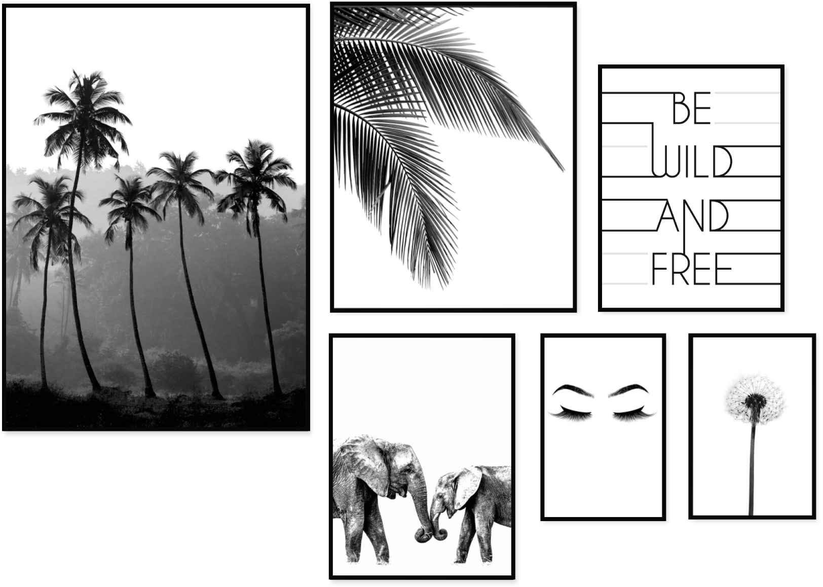 Image of Reinders! Wandbild »Wandbilder Set Liebe zur Natur Palmen - Zitat - Elefant - Modern«, Natur, (6 St.) bei Ackermann Versand Schweiz