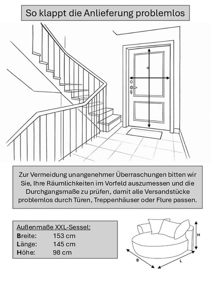 LeGer Home by Lena Gercke XXL-Sessel »Isalie, Lesesessel, Loveseat, inklusive Zierkissen« extra grosse Sitzfläche, optional mit Hocker, Cord, Samt, Bouclé