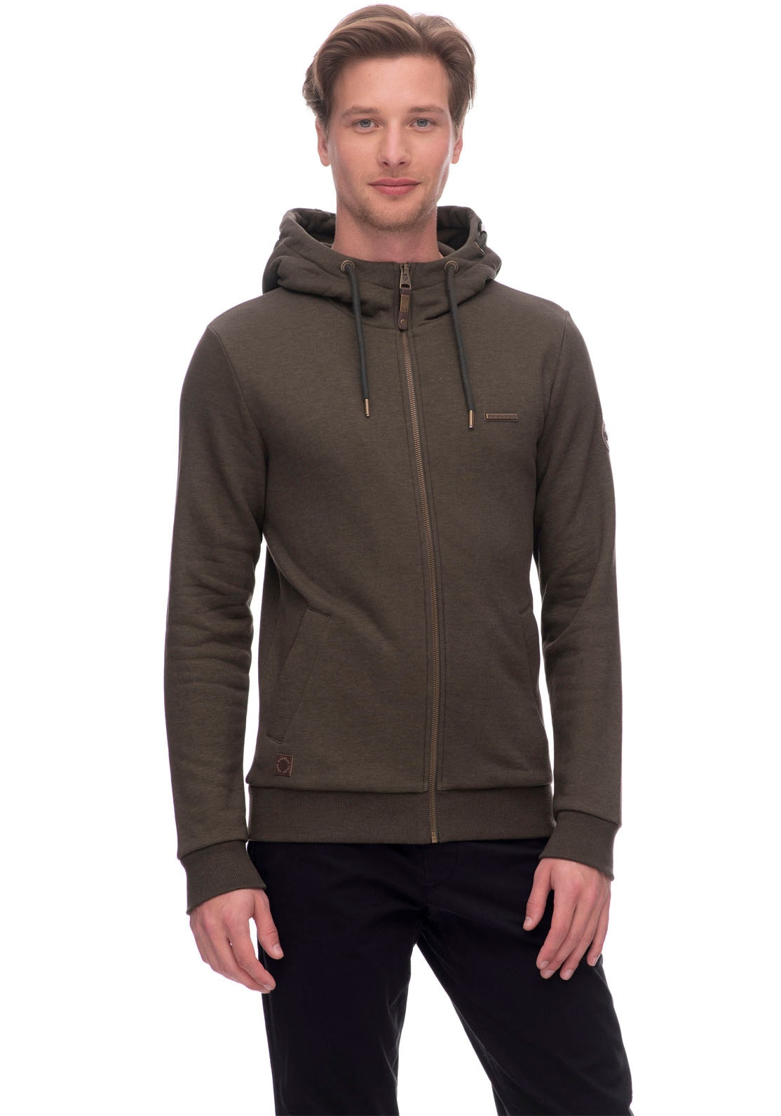 Sweatjacke »NATTE ZIP CORE«, praktische Kapuze mit Kordelzug