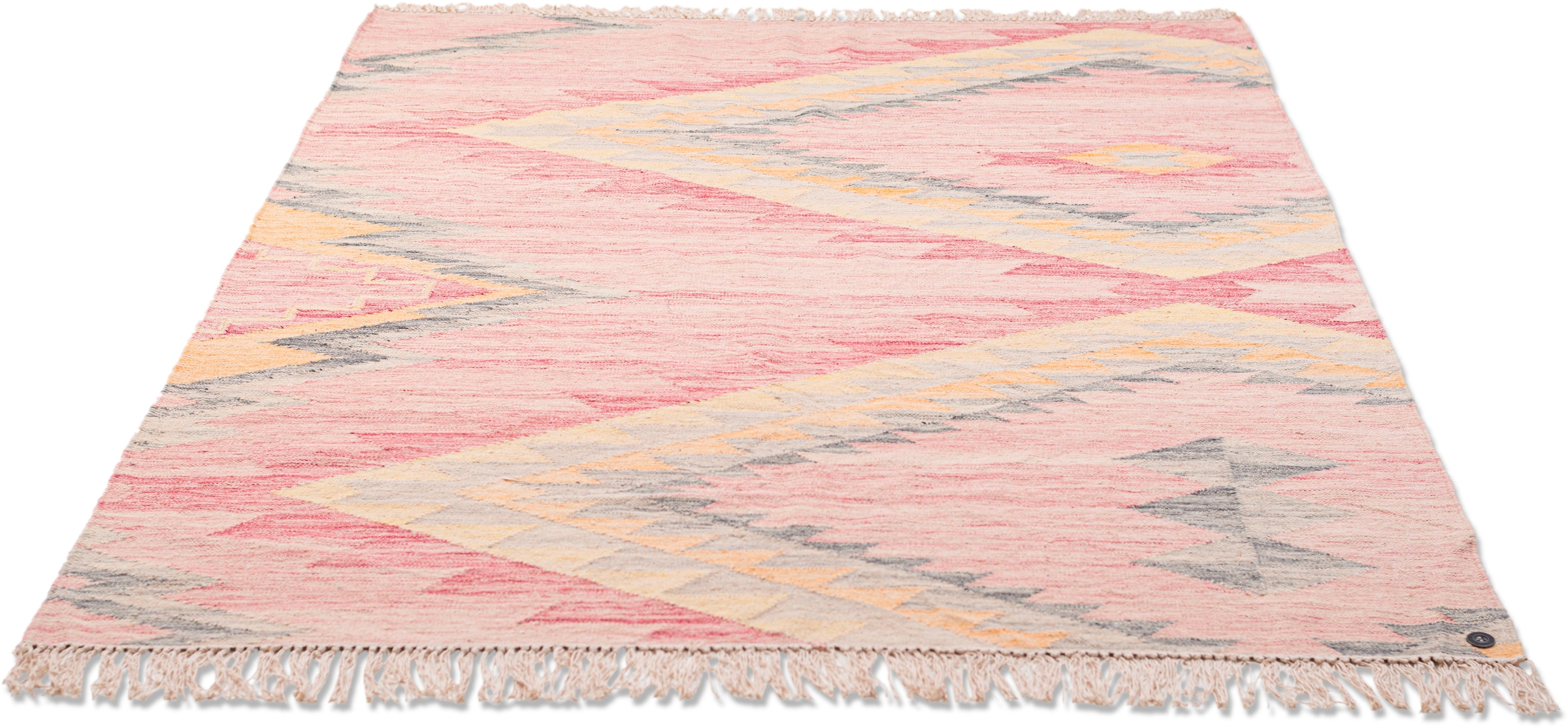 Image of TOM TAILOR HOME Wollteppich "Vintage ZigZag" rechteckig 5 mm Höhe handgewebt, mit Fransen, Boho-Style