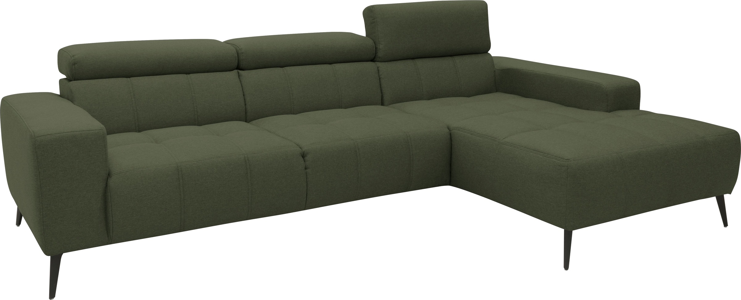 DOMO collection Ecksofa »Trento L-Form, mit Kufenfuss oder Einzelfuss«, wahlweise mit Kopfteilverstellung, Recamiere links/rechts bestellbar