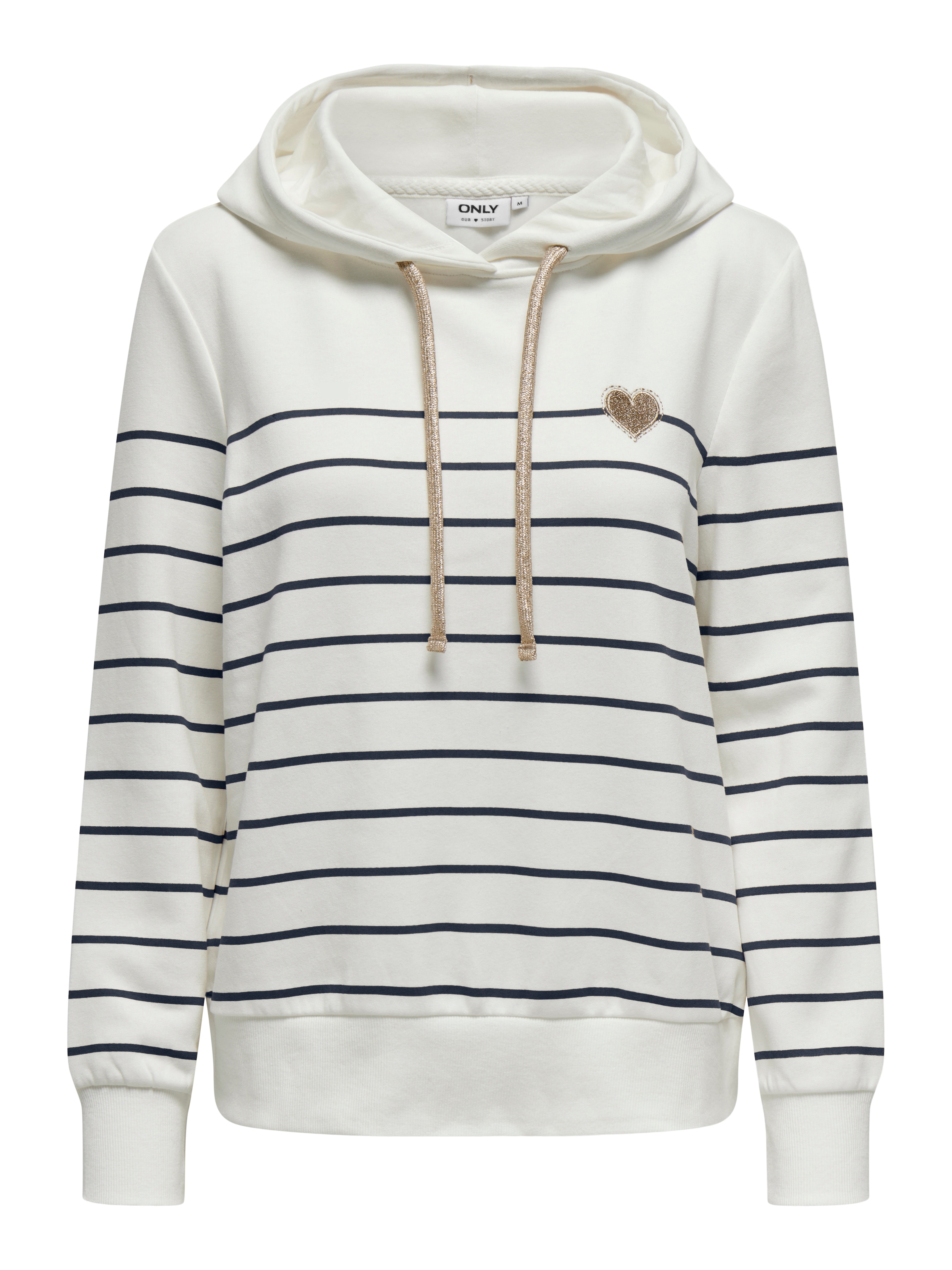 ONLY »ONLADELLE L/S STRIPE HOOD SWT«, mit Herz-Stickerei
