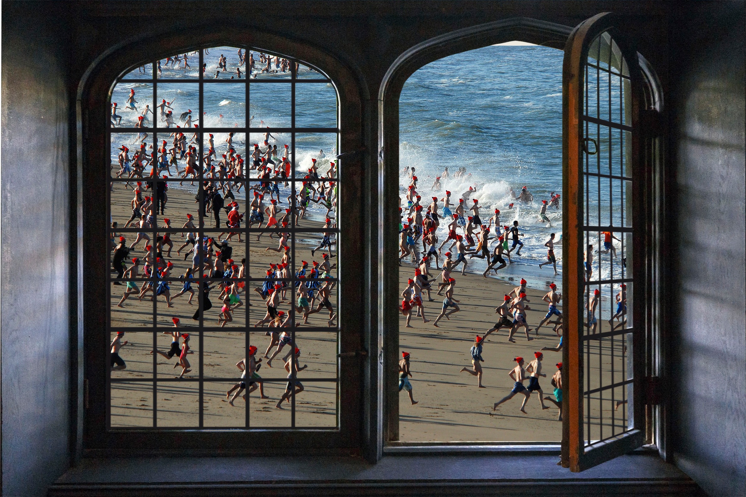 queence Wandsticker »Lets go swim« Wandsticker, Wandbild, selbstklebend, 3D, Fenster