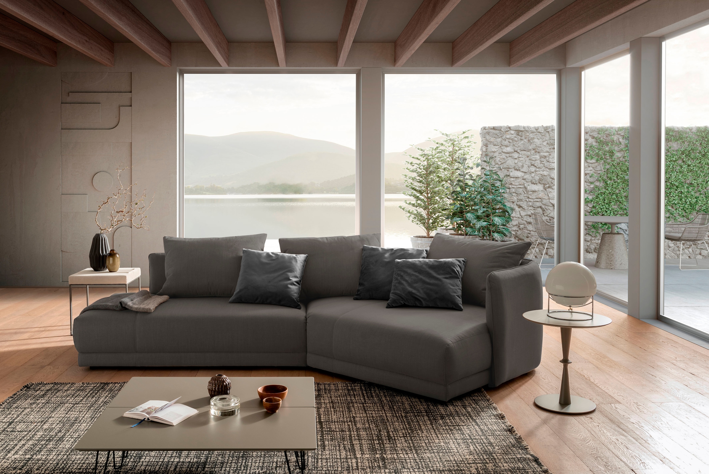 designwerk Ecksofa »New York L-Form, anmutendes Designsofa«, mit moderner R&ung im Rücken