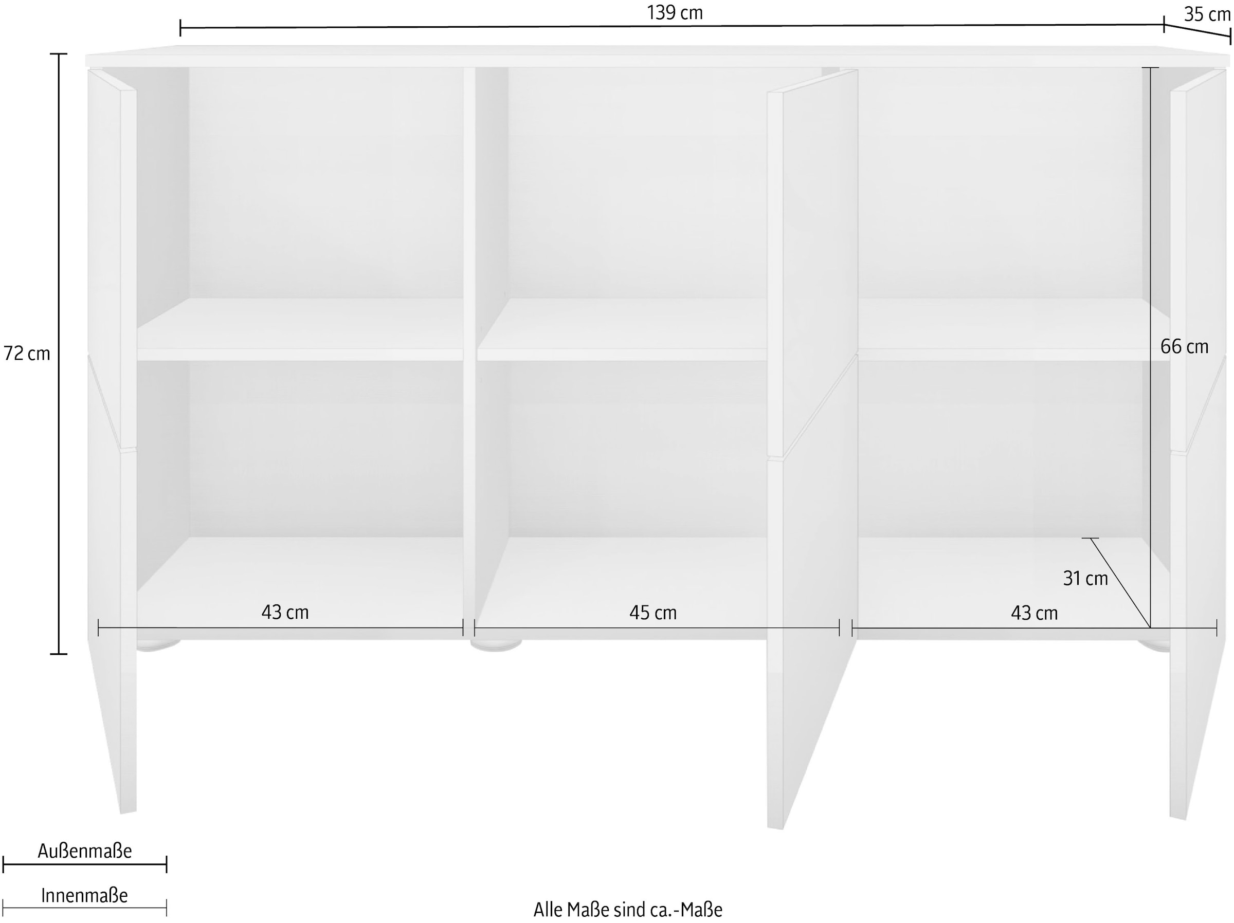 borchardt Möbel Sideboard »Rova, Kommode Breite 139 cm« Breite 139 cm