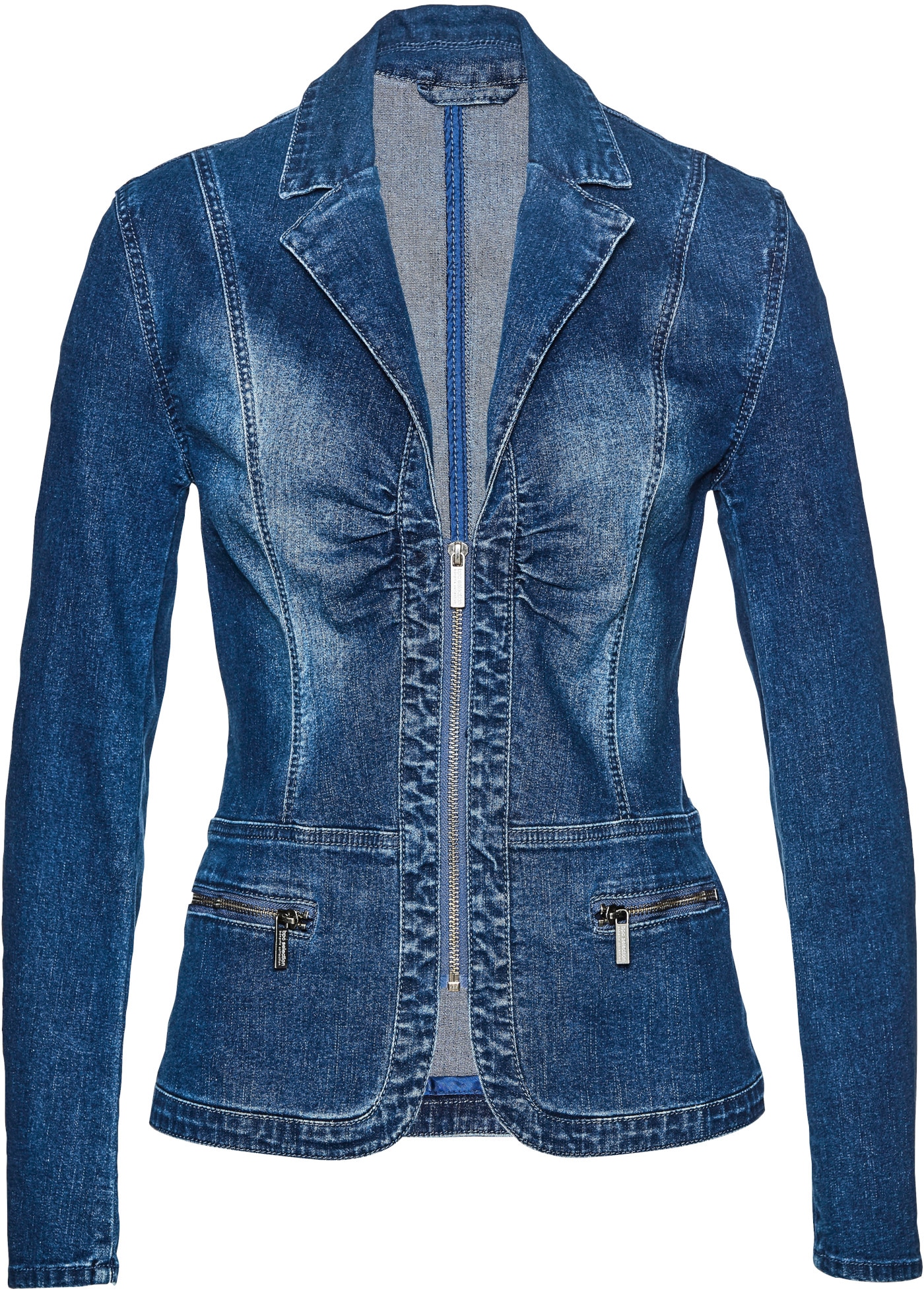 bonprix Jeansjacke aus Baumwollmischung mit Elasthan, figurbetonte Passform