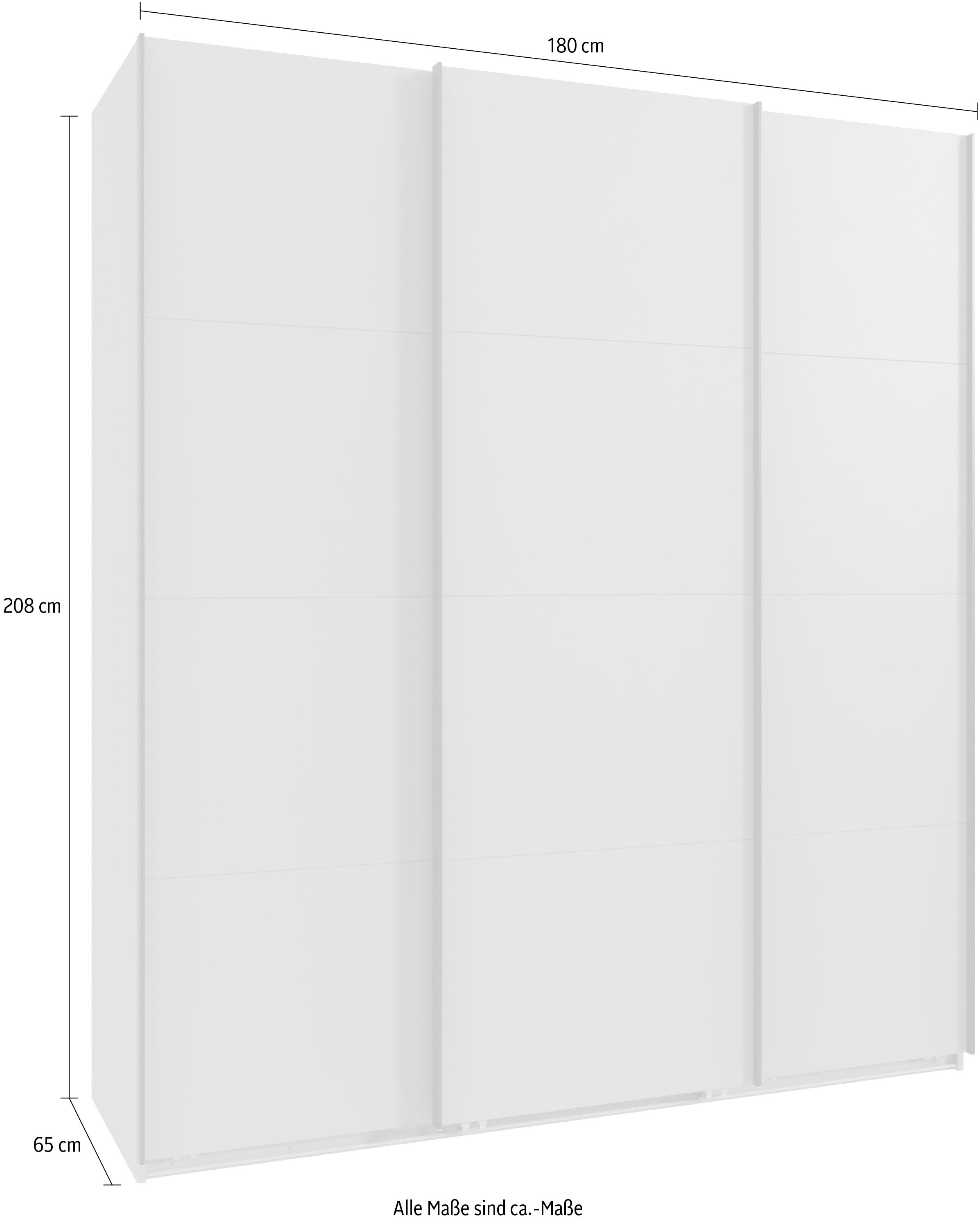 Wimex Schwebetürenschrank »Mugano, Made in Germany, Lieferung bis in Deine Etage und Stellort«, (wähle Deine Ausstattung: Basic oder Premium!), 3 Schwebetüren, grosse Grössen, mit oder ohne Spiegel, Metallgriffe