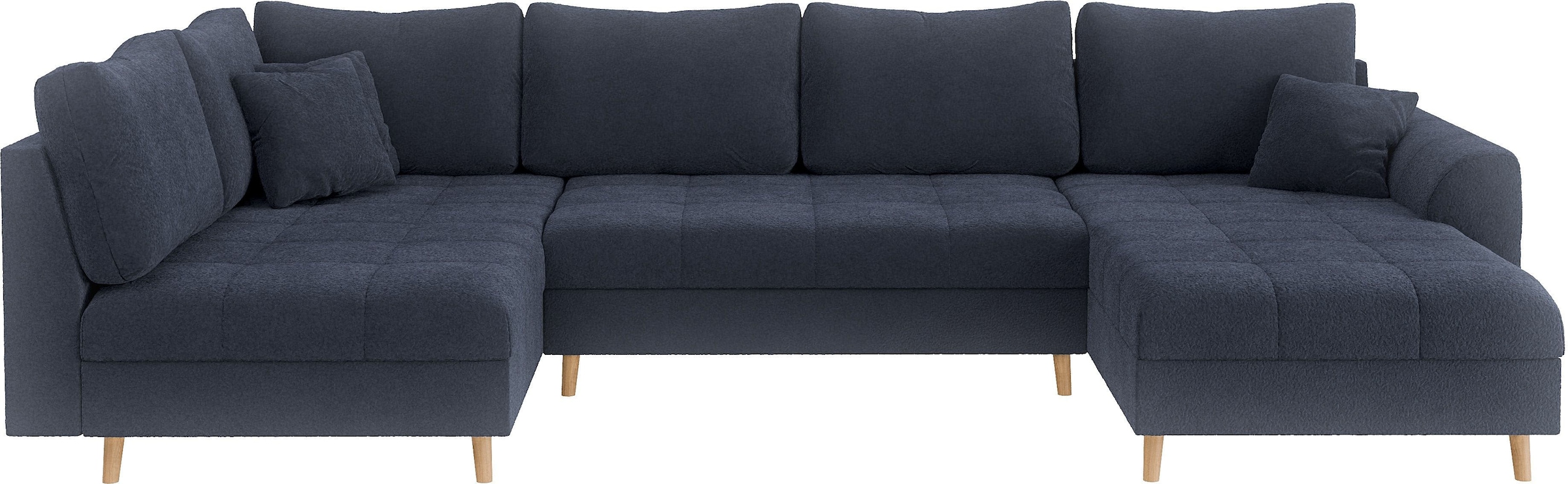 Home affaire Wohnlandschaft »CHARRE U-Form mit Ottomane, Masse B/T/H: 310/161/81 cm«, feine Steppung, lose Rücken- und Zierkissen, auch in Cord und Bouclé