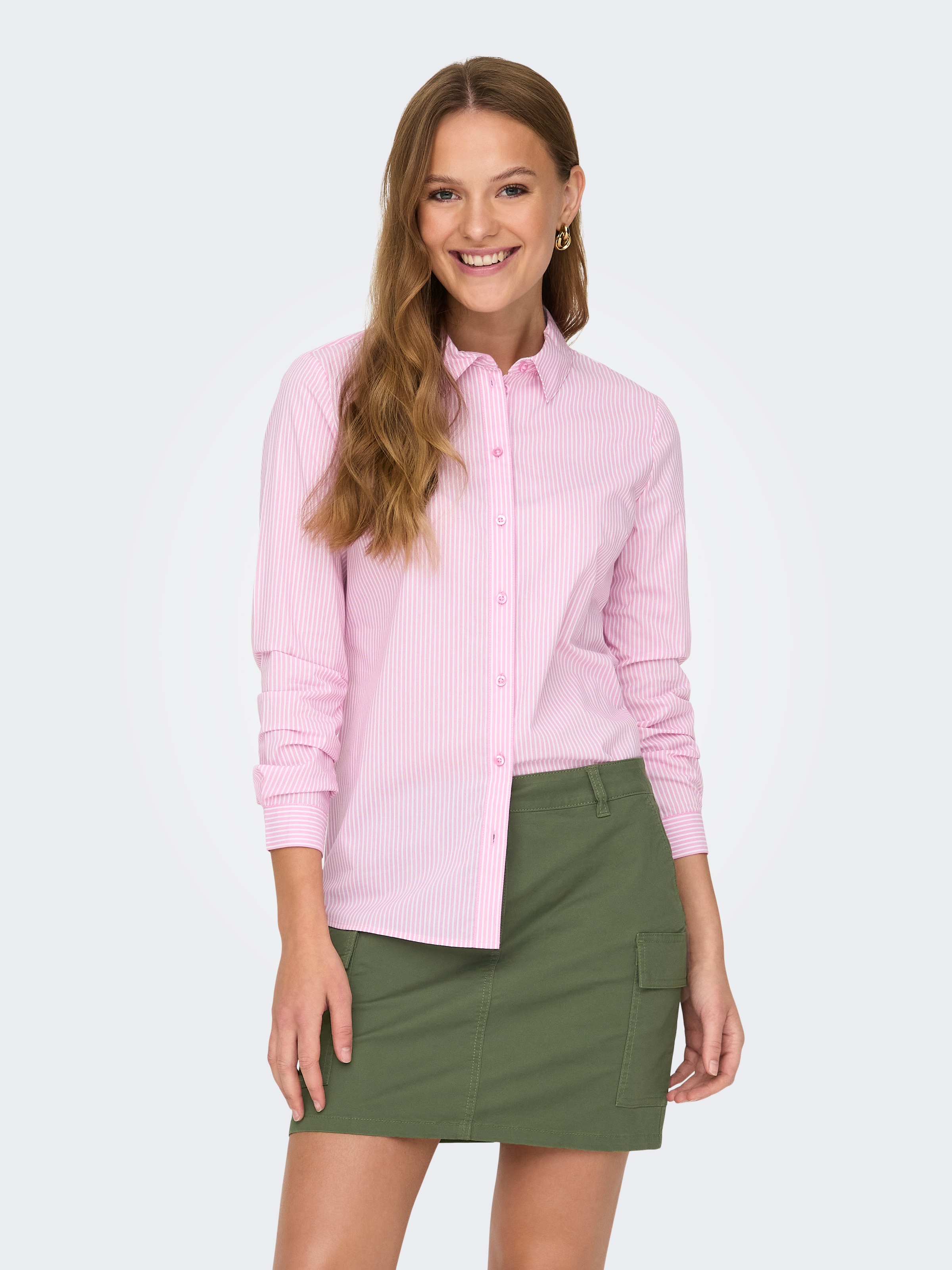 Image of JDY Hemdbluse "JDYMIO L/S SHIRT WVN NOOS" unifarben oder gestreift